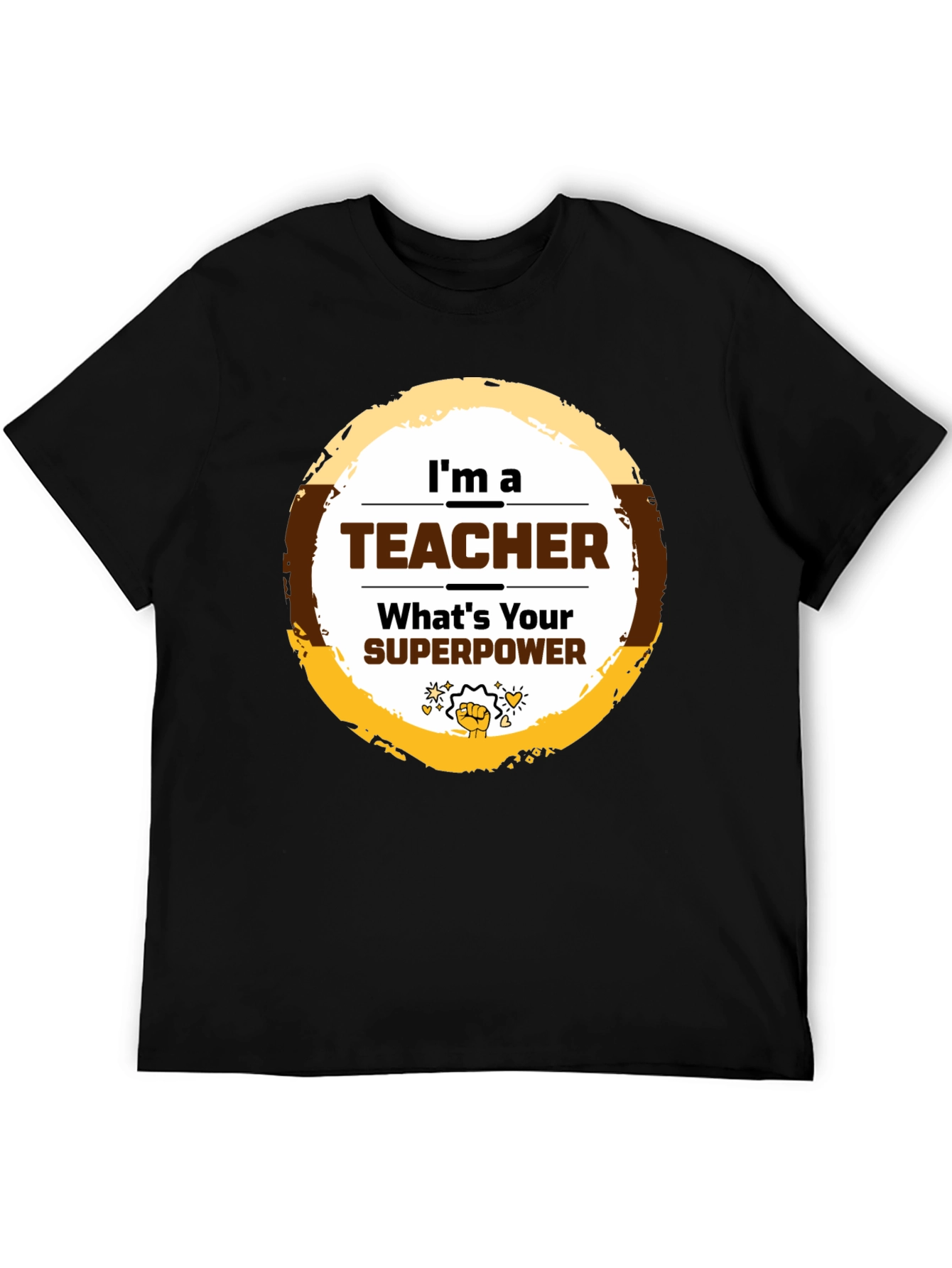 Teacher Superpower Graphic T-Shirt - Black