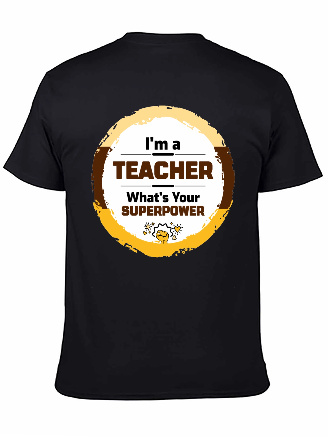 Teacher Superpower Graphic T-Shirt - Black