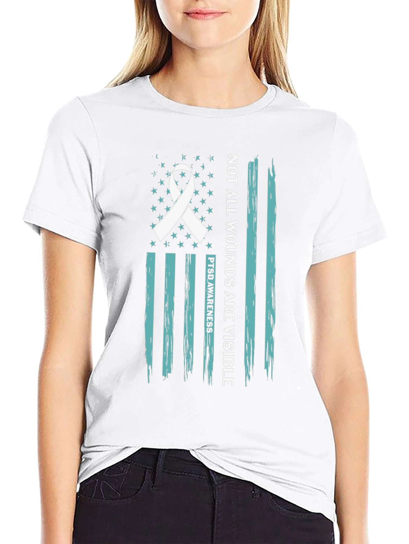 PTSD Awareness Flag T-Shirt - Not All Wounds Visible