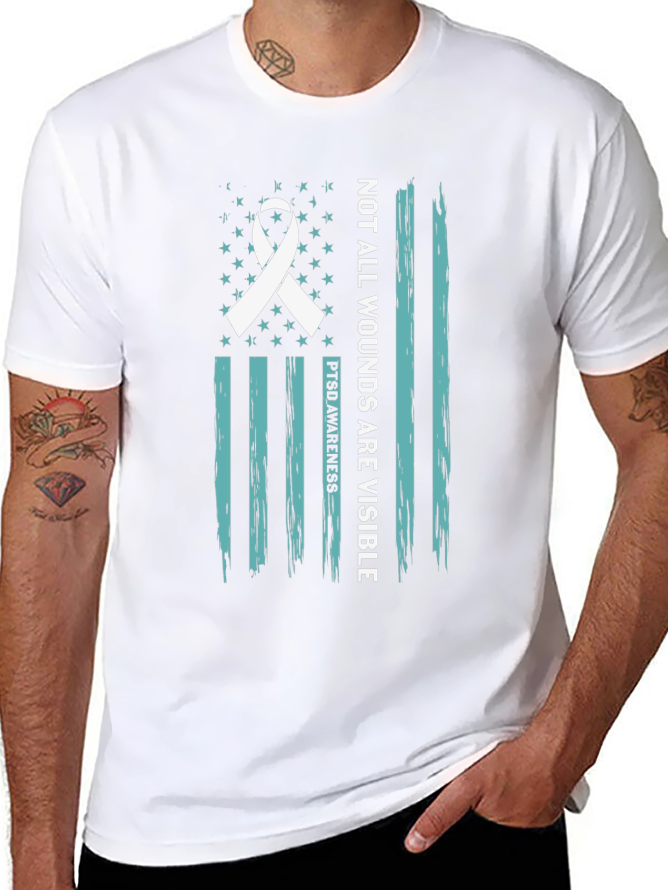 PTSD Awareness Flag T-Shirt - Not All Wounds Visible