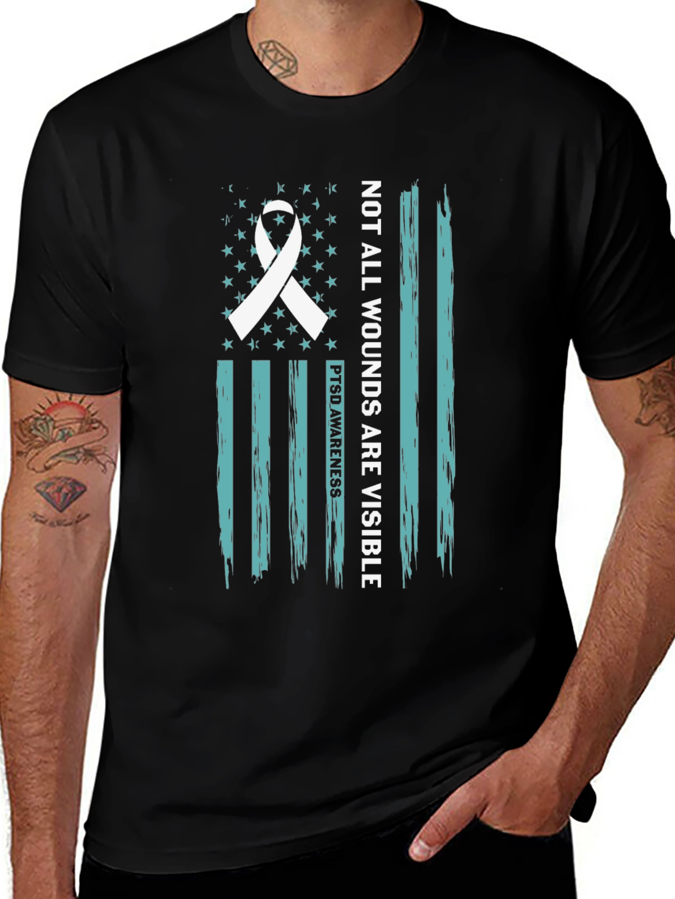 PTSD Awareness Flag T-Shirt - Not All Wounds Visible