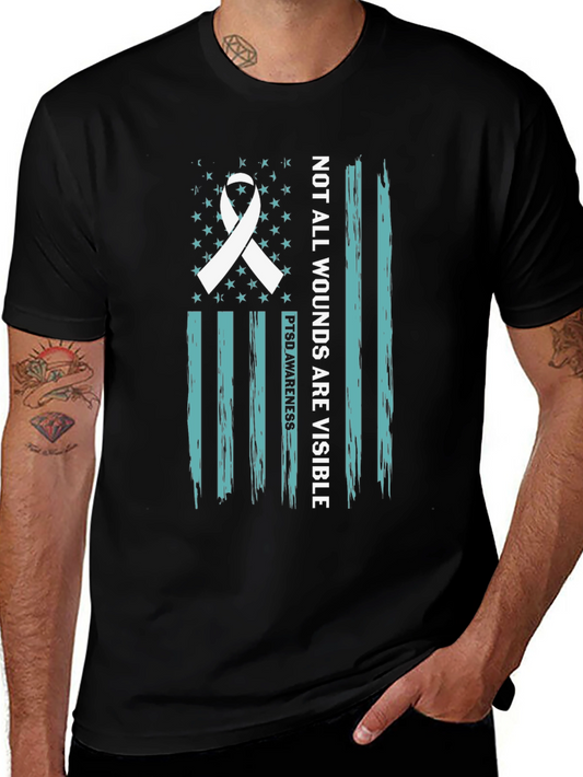 PTSD Awareness Flag T-Shirt - Not All Wounds Visible