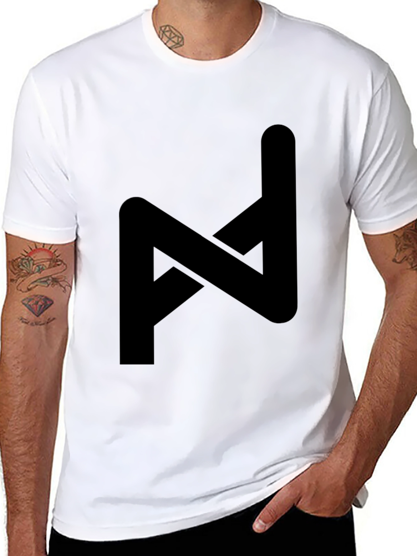 Modern Geometric Black Graphic Tee - Stylish Casual Wear