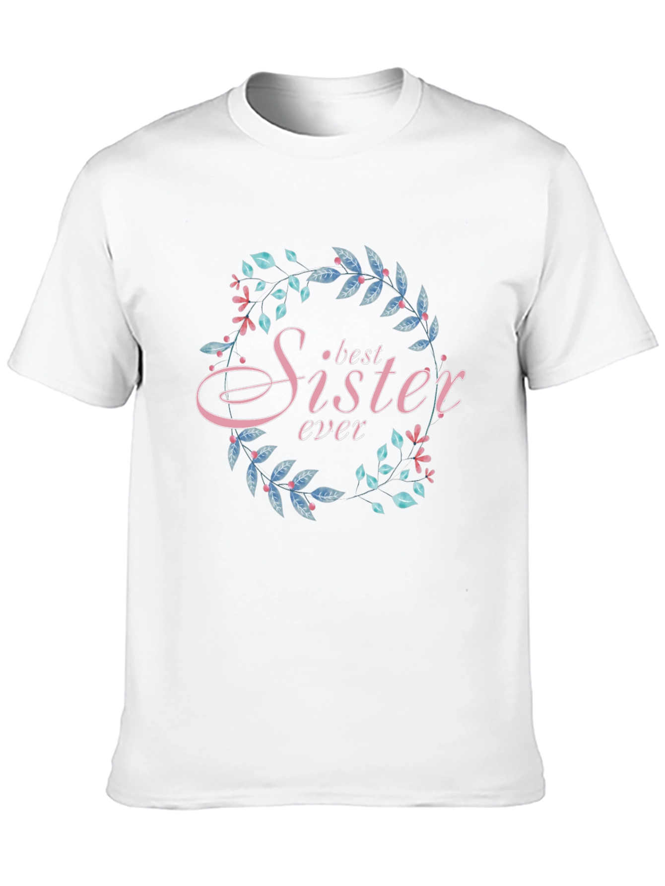 Best Sister Ever Floral Wreath Black T-Shirt