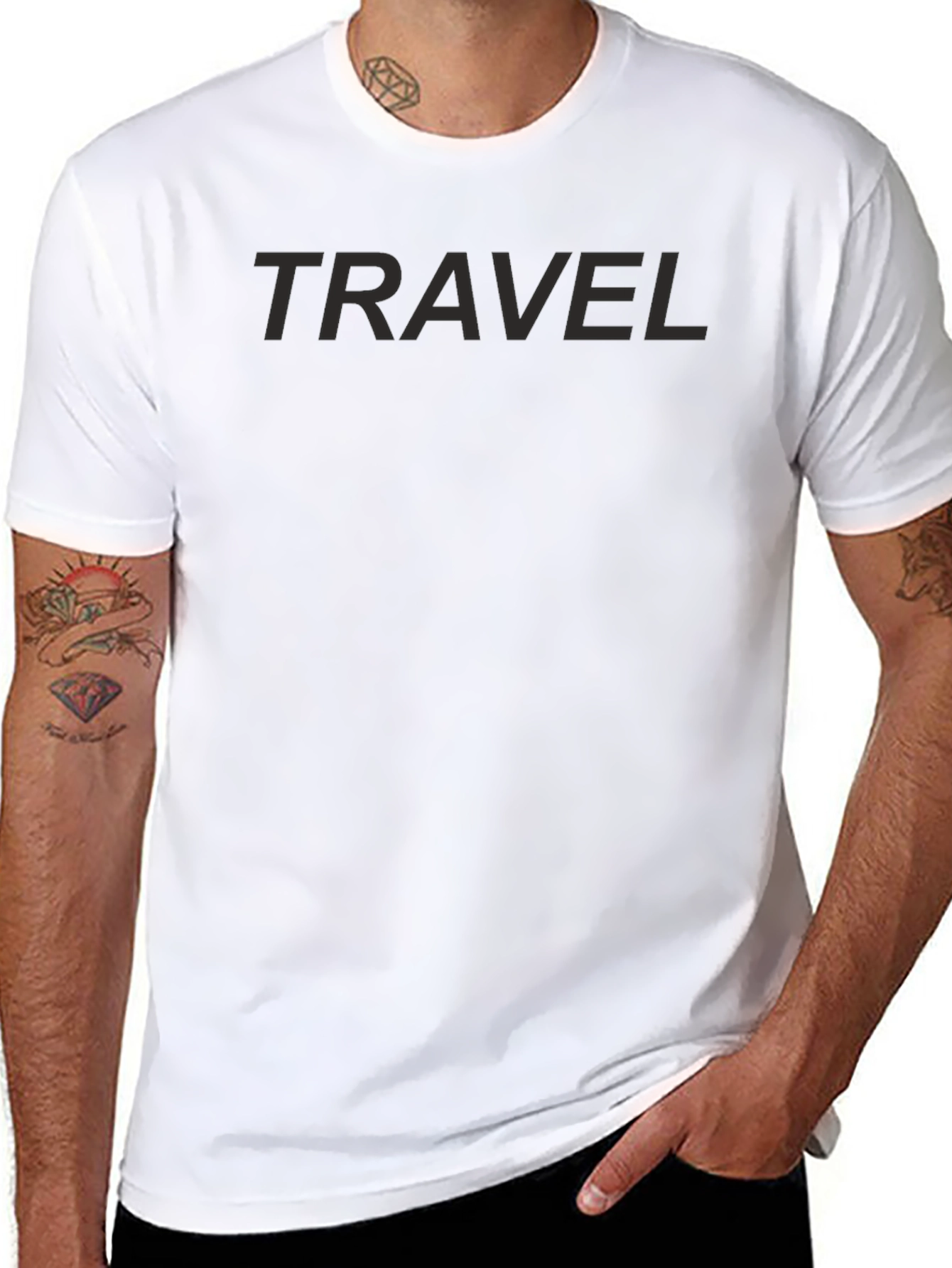 Mens Travel Graphic Tee - Solid Black