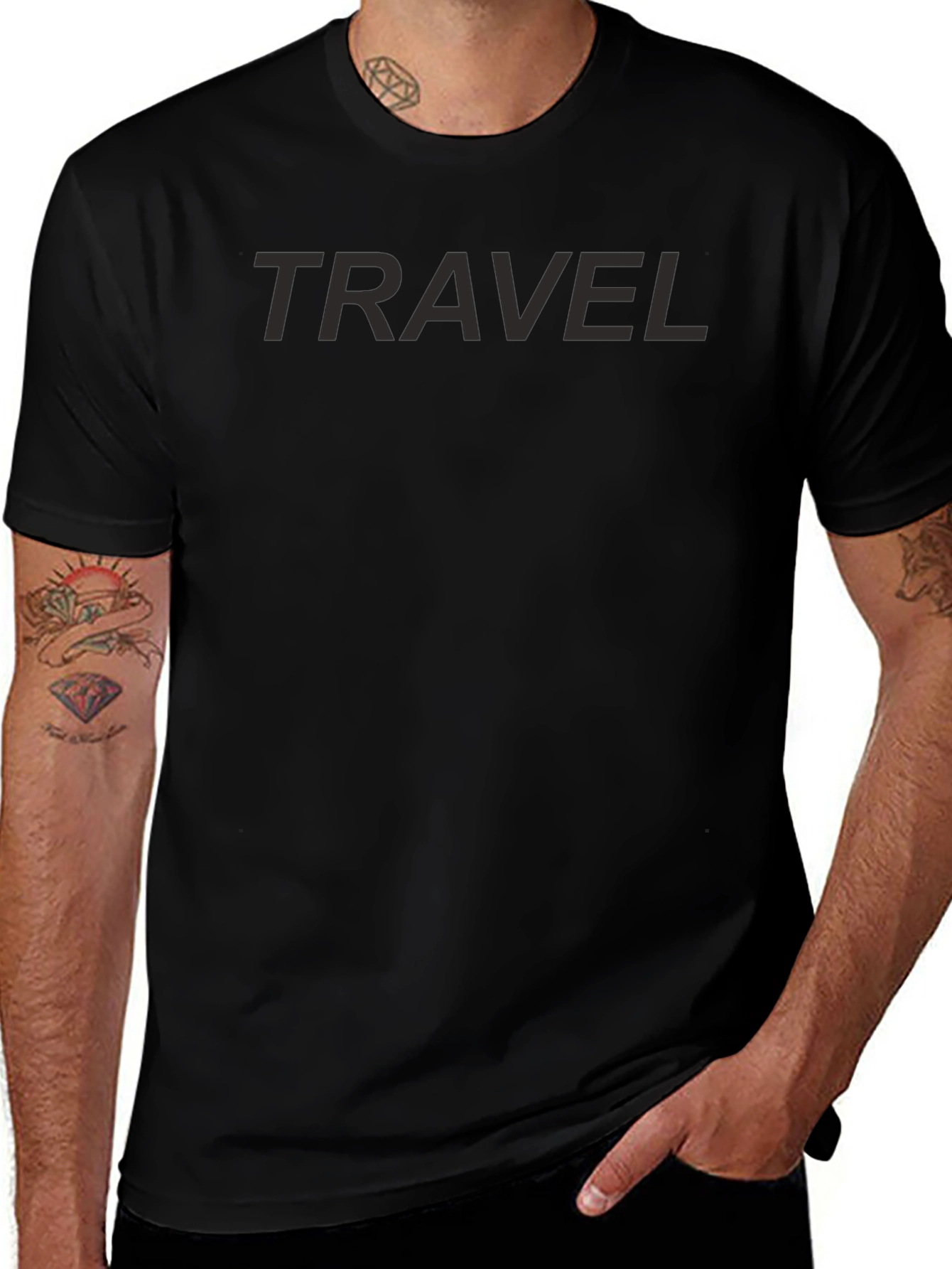 Mens Travel Graphic Tee - Solid Black