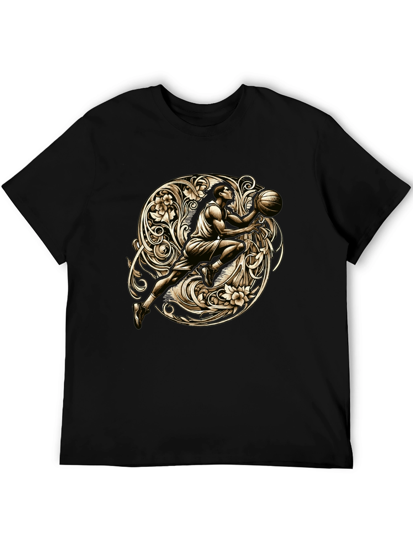 Black Basketball Art T-Shirt
