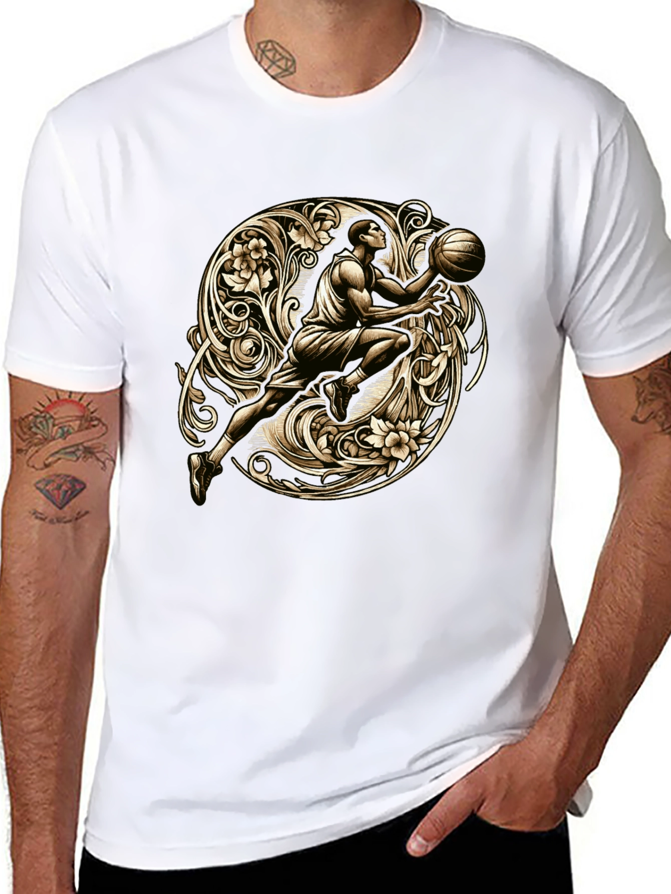 Black Basketball Art T-Shirt