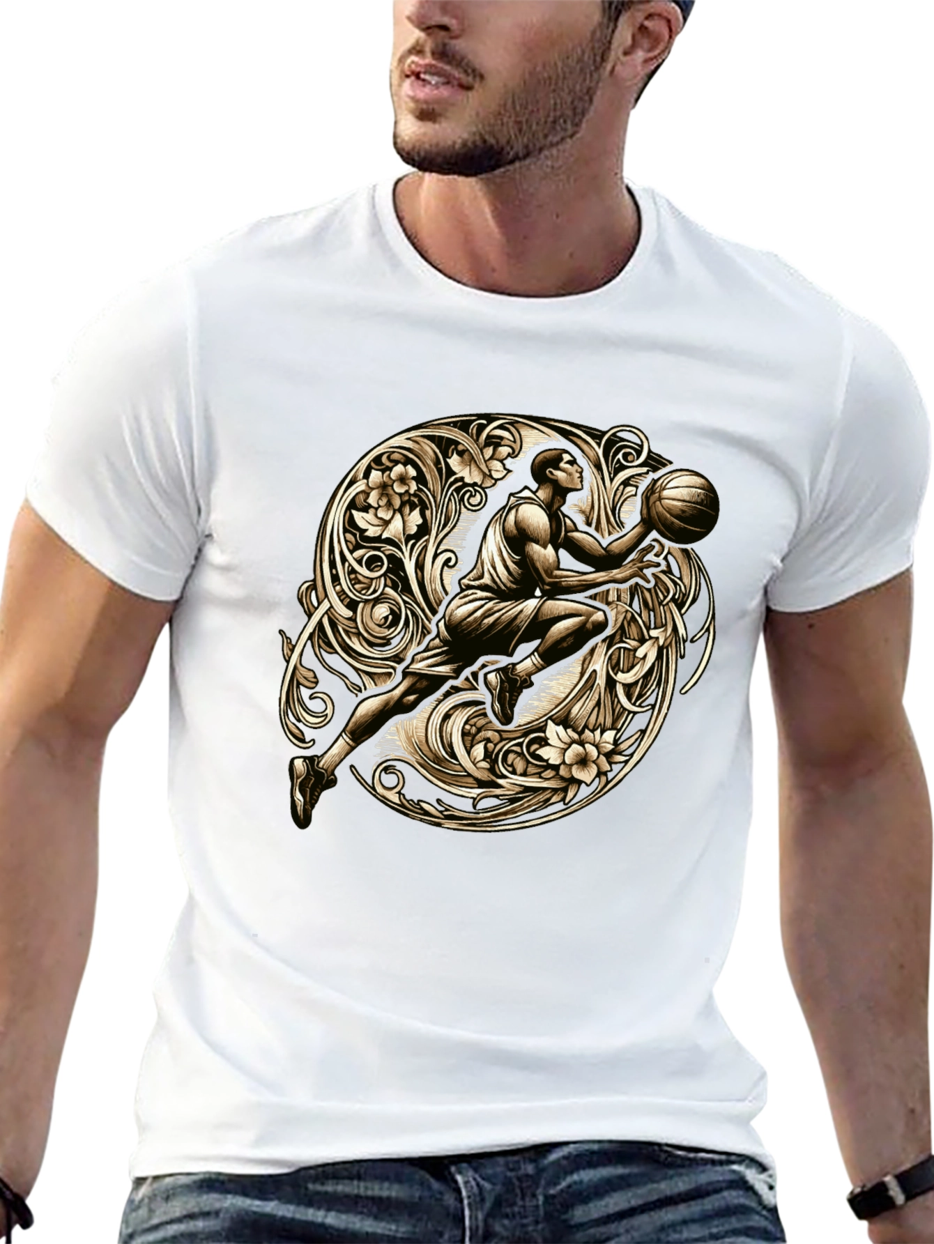 Black Basketball Art T-Shirt