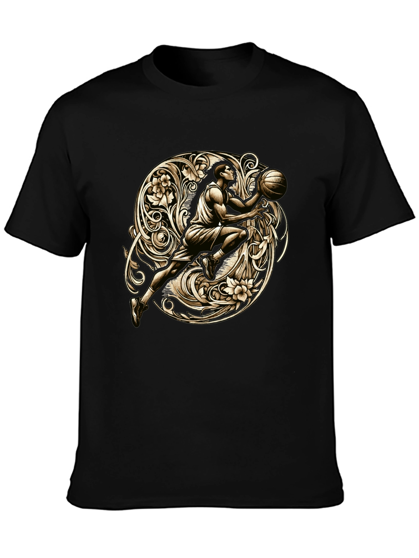 Black Basketball Art T-Shirt
