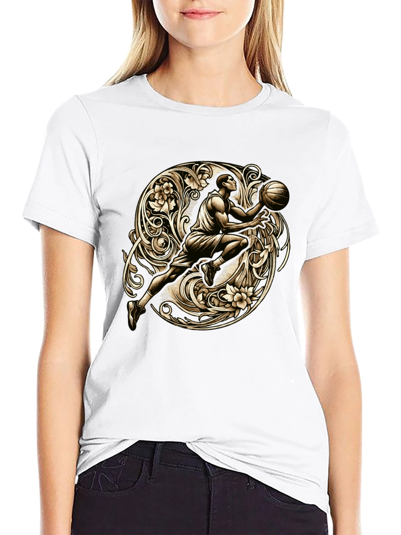 Black Basketball Art T-Shirt