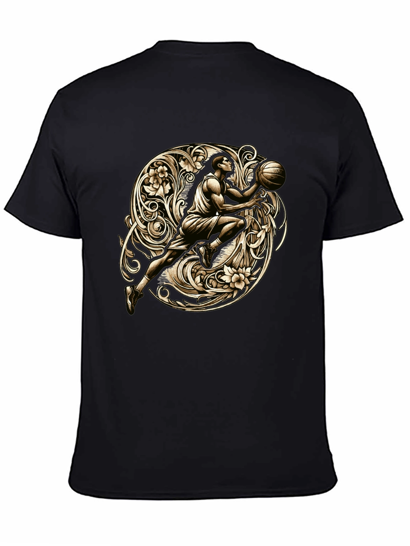Black Basketball Art T-Shirt