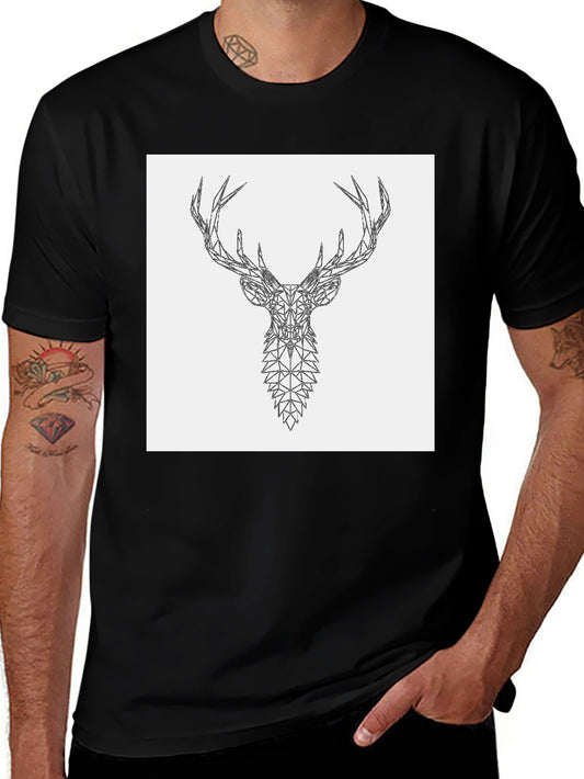 Geometric Stag Graphic Tee - Black