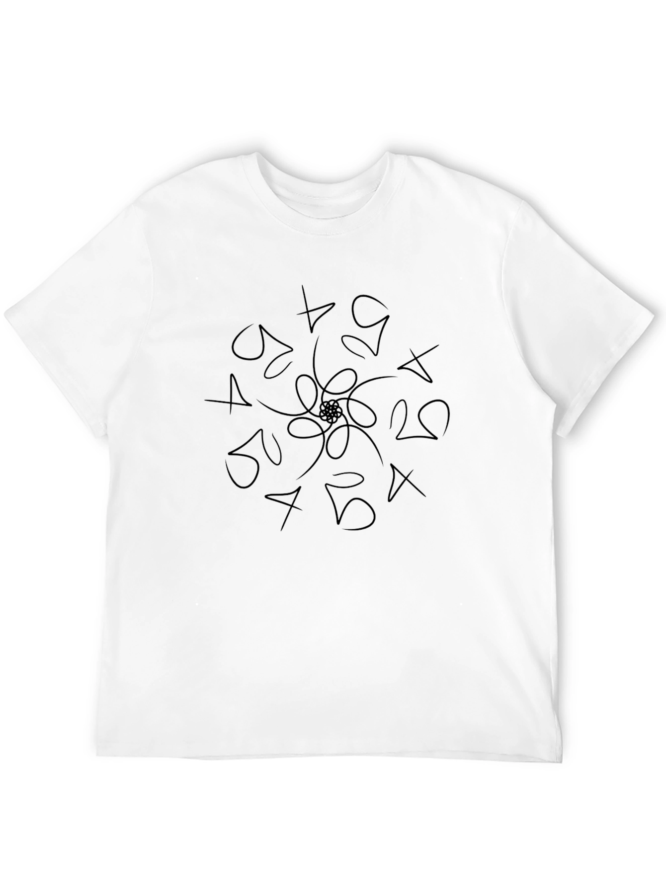 Abstract Number Print Black T-Shirt