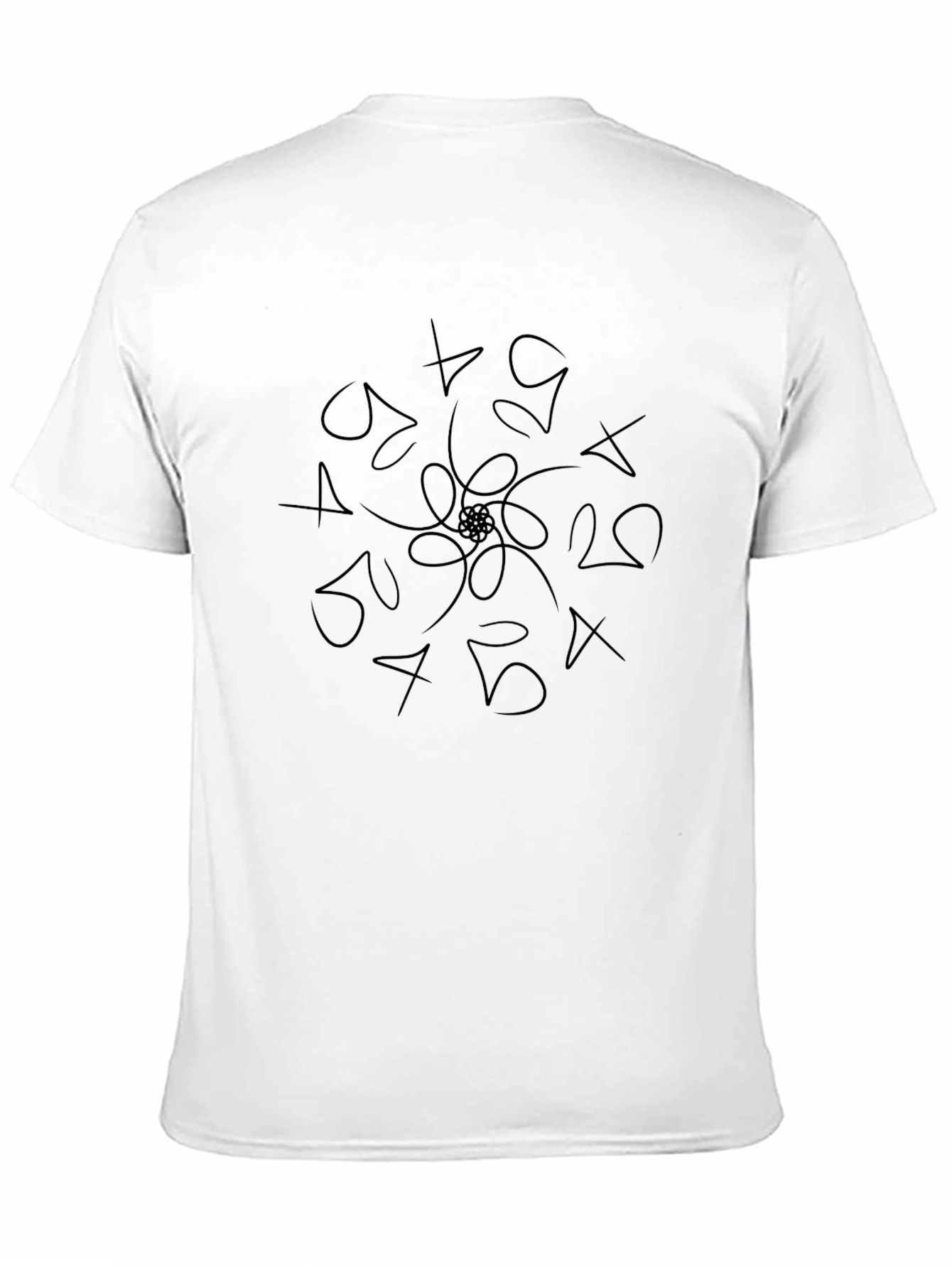 Abstract Number Print Black T-Shirt