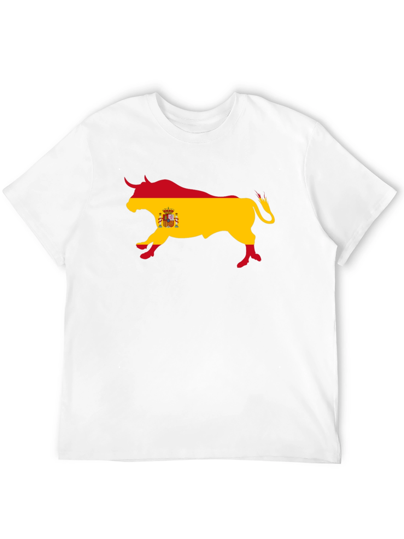 Spanish Bull Flag Graphic Tee - Black Cotton T-Shirt