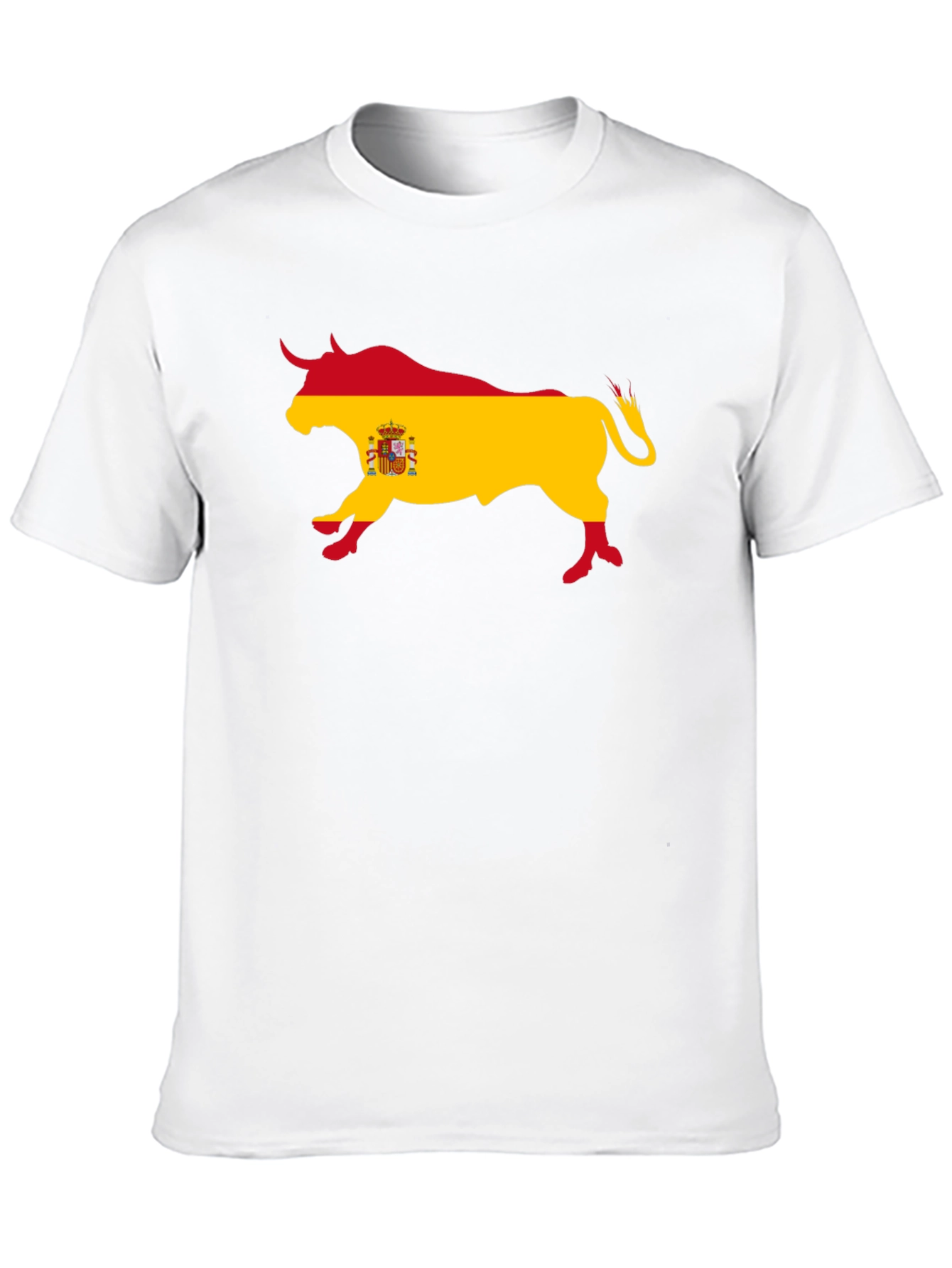 Spanish Bull Flag Graphic Tee - Black Cotton T-Shirt