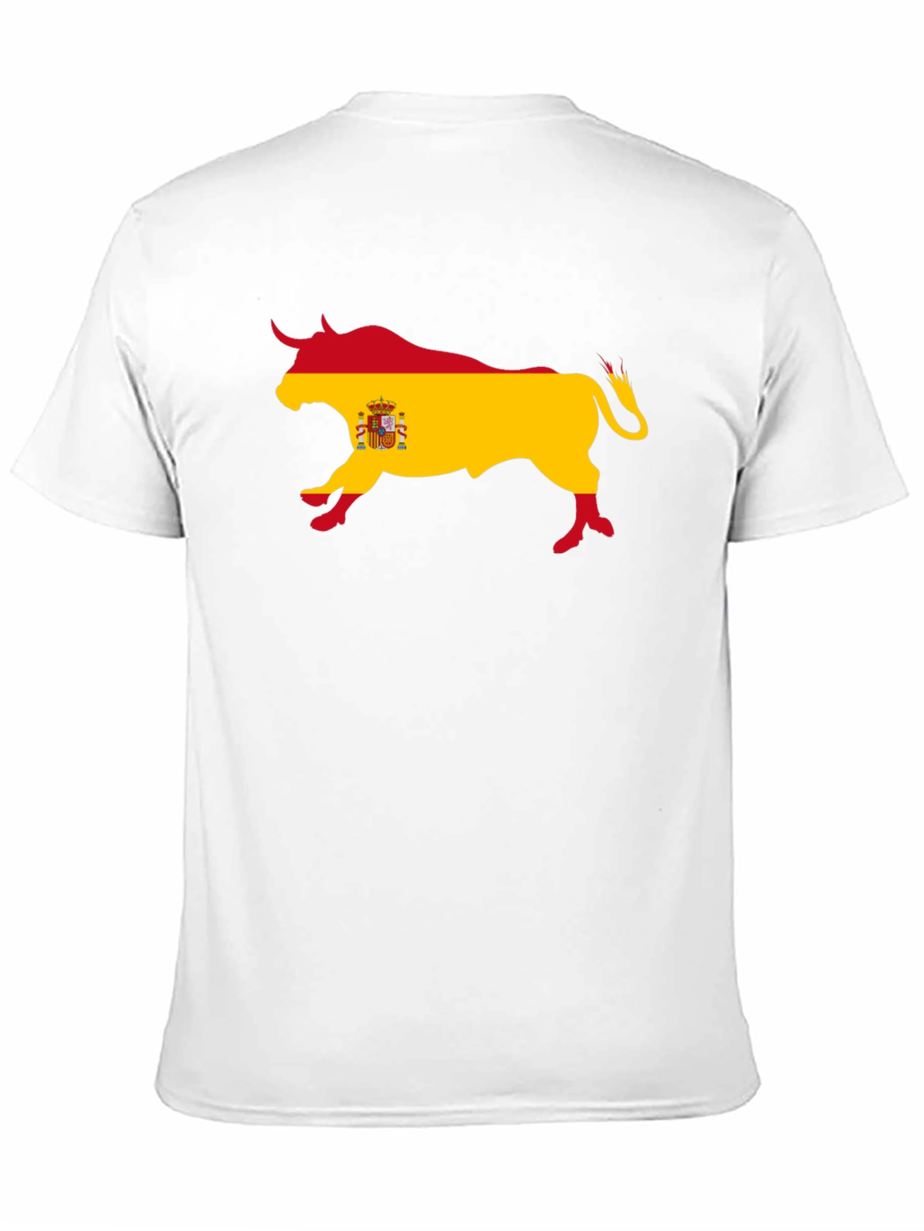 Spanish Bull Flag Graphic Tee - Black Cotton T-Shirt