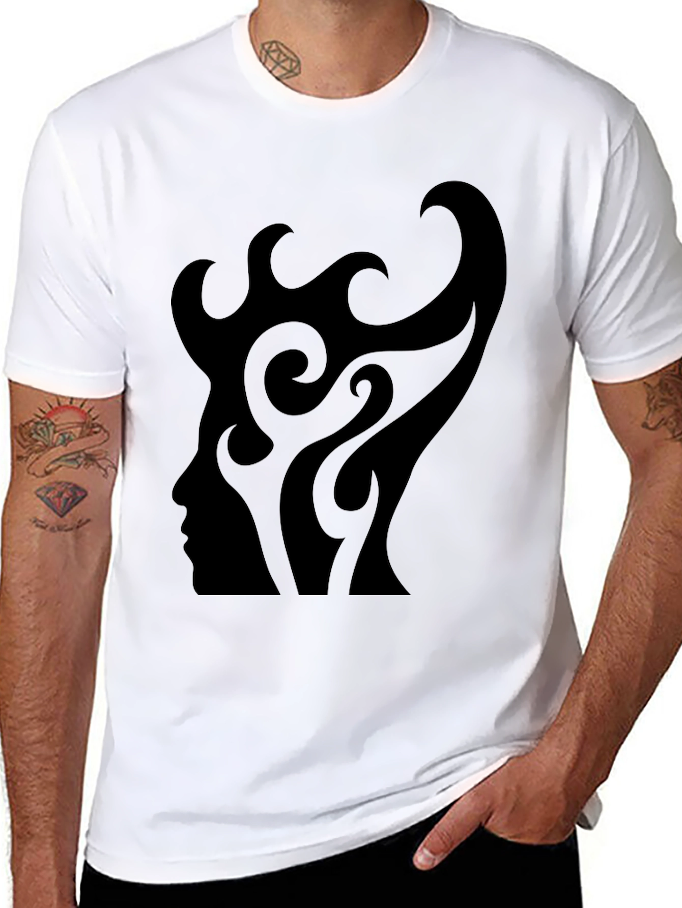 Abstract Silhouette Graphic Tee - Mens Black T-Shirt
