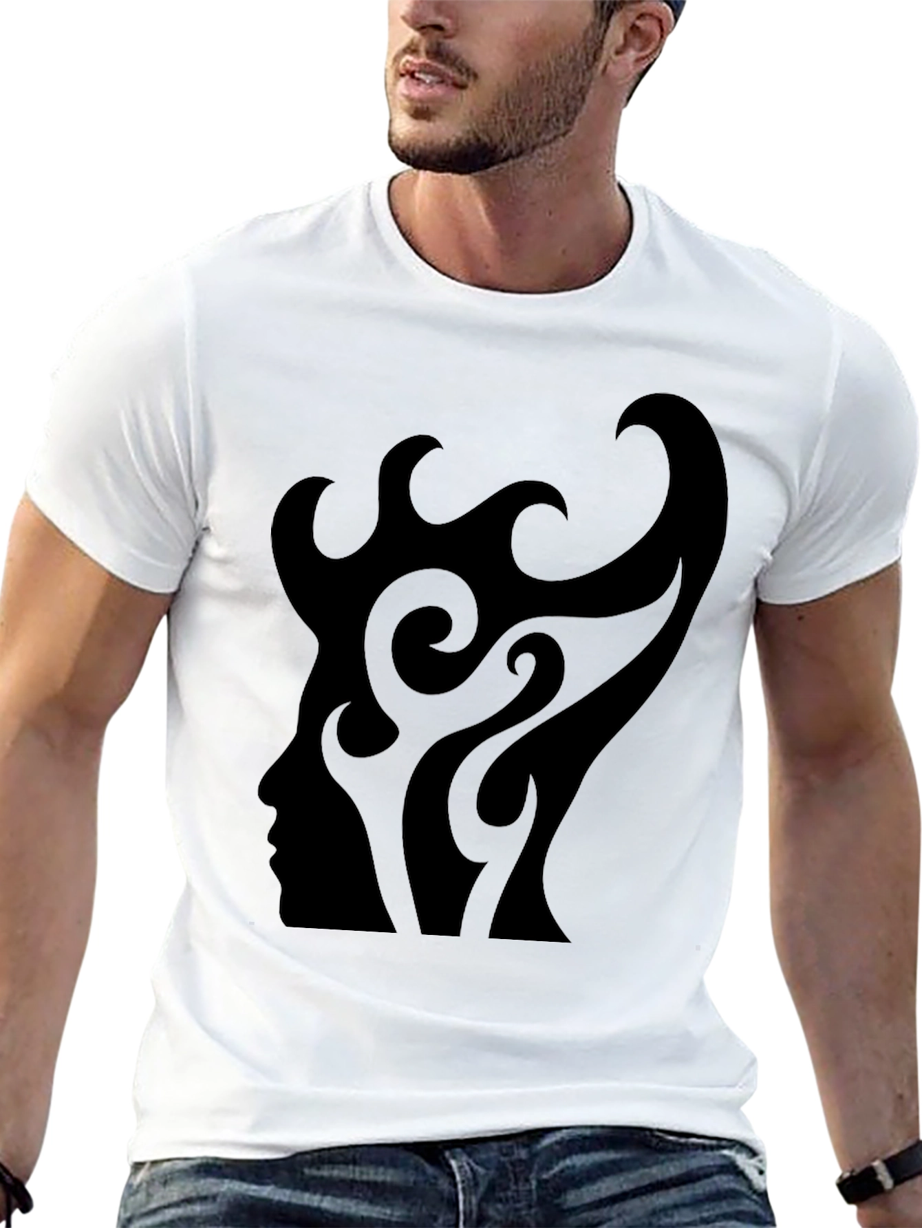 Abstract Silhouette Graphic Tee - Mens Black T-Shirt