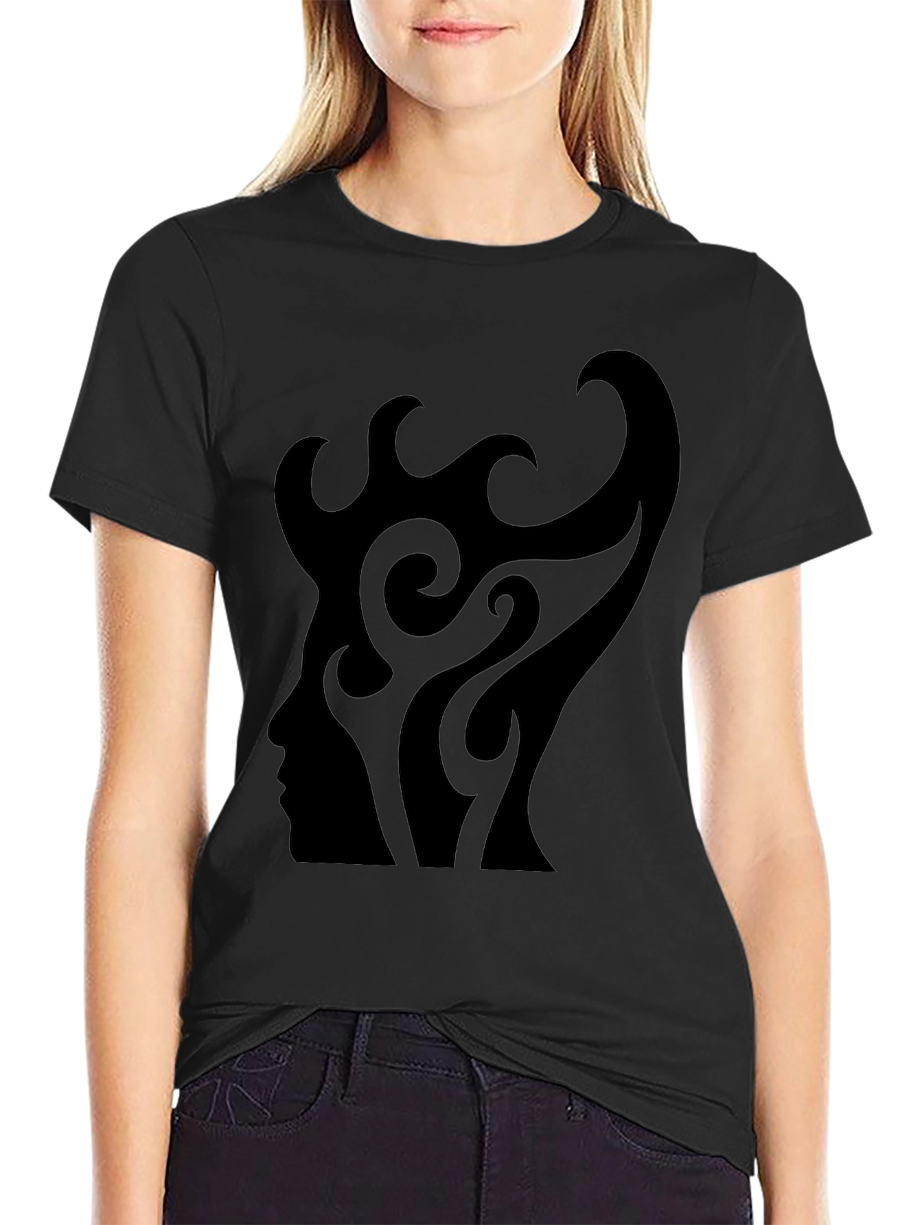 Abstract Silhouette Graphic Tee - Mens Black T-Shirt