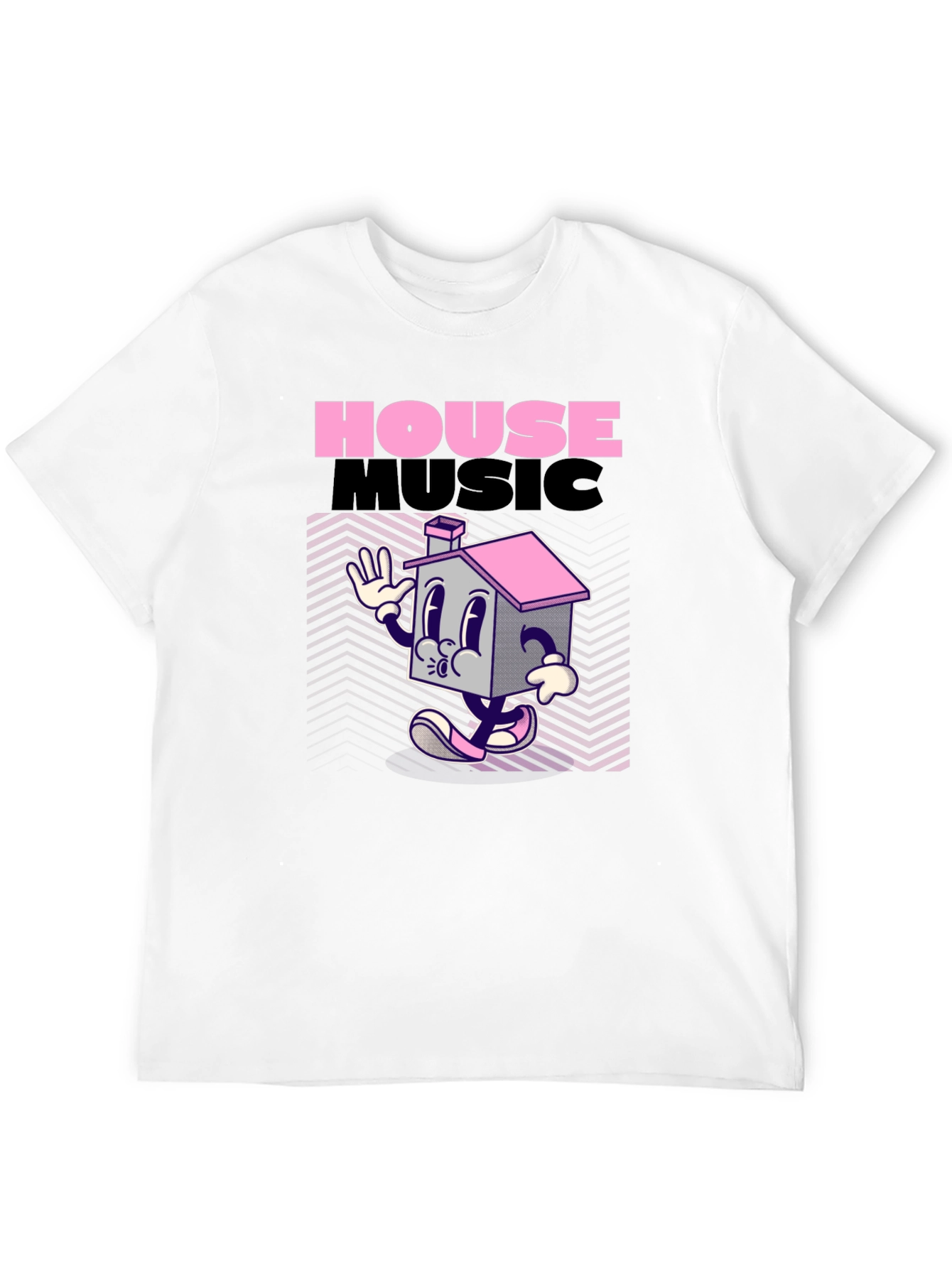House Music Cartoon T-Shirt - Black Graphic Tee