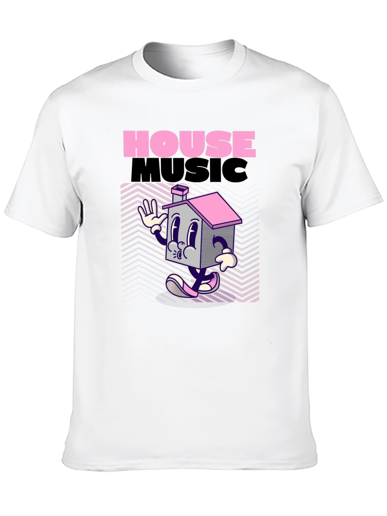 House Music Cartoon T-Shirt - Black Graphic Tee
