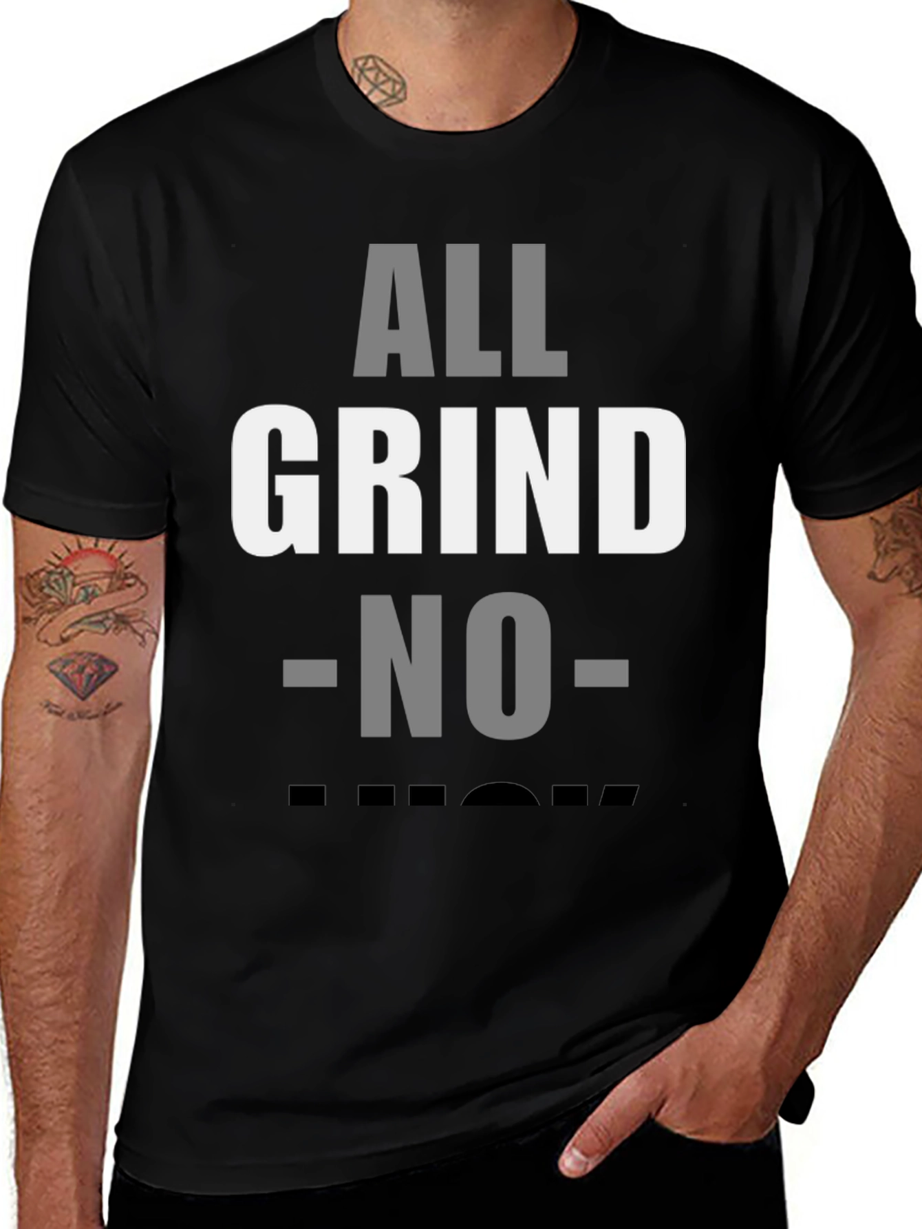All Grind No Luck Mens Black Graphic Tee