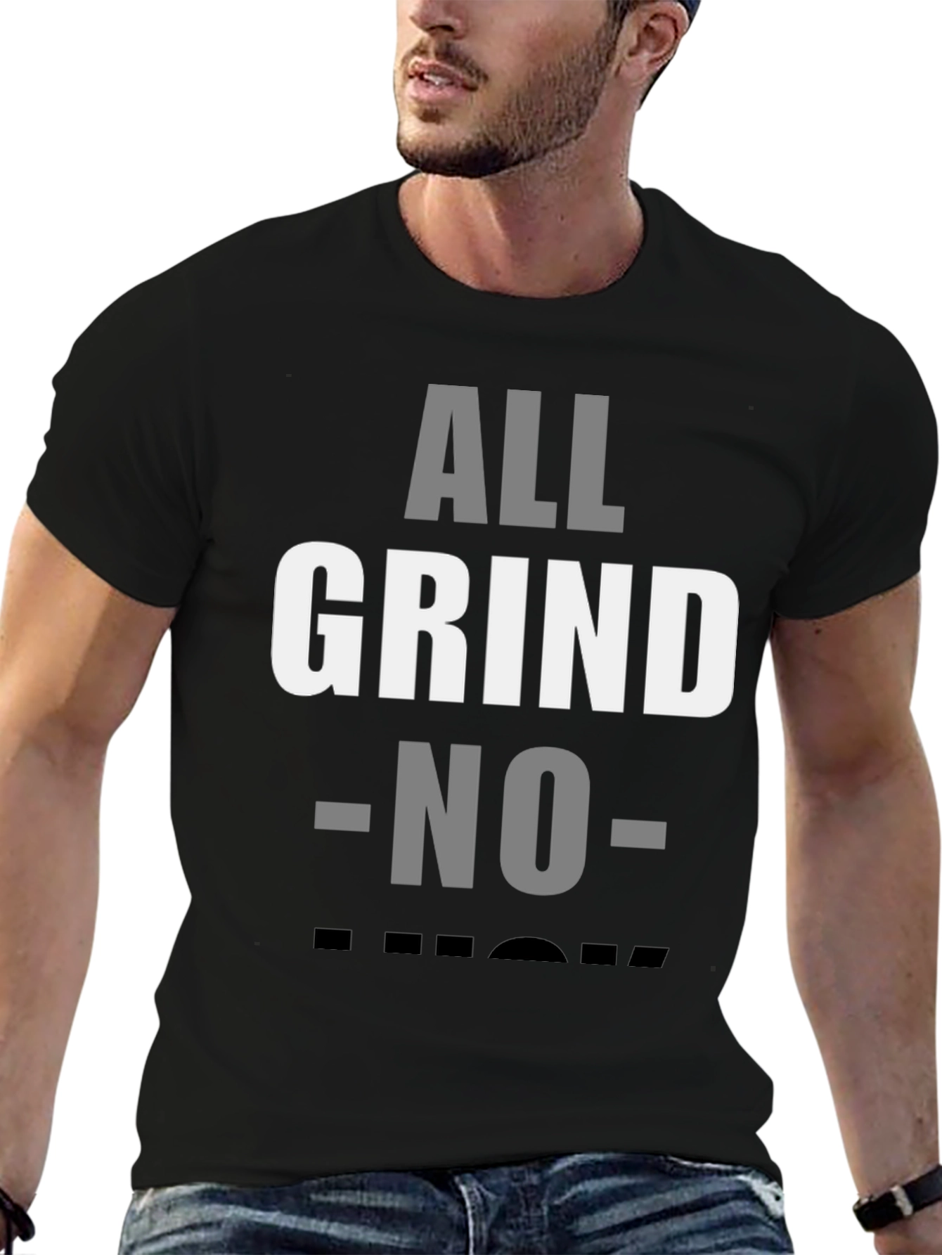 All Grind No Luck Mens Black Graphic Tee