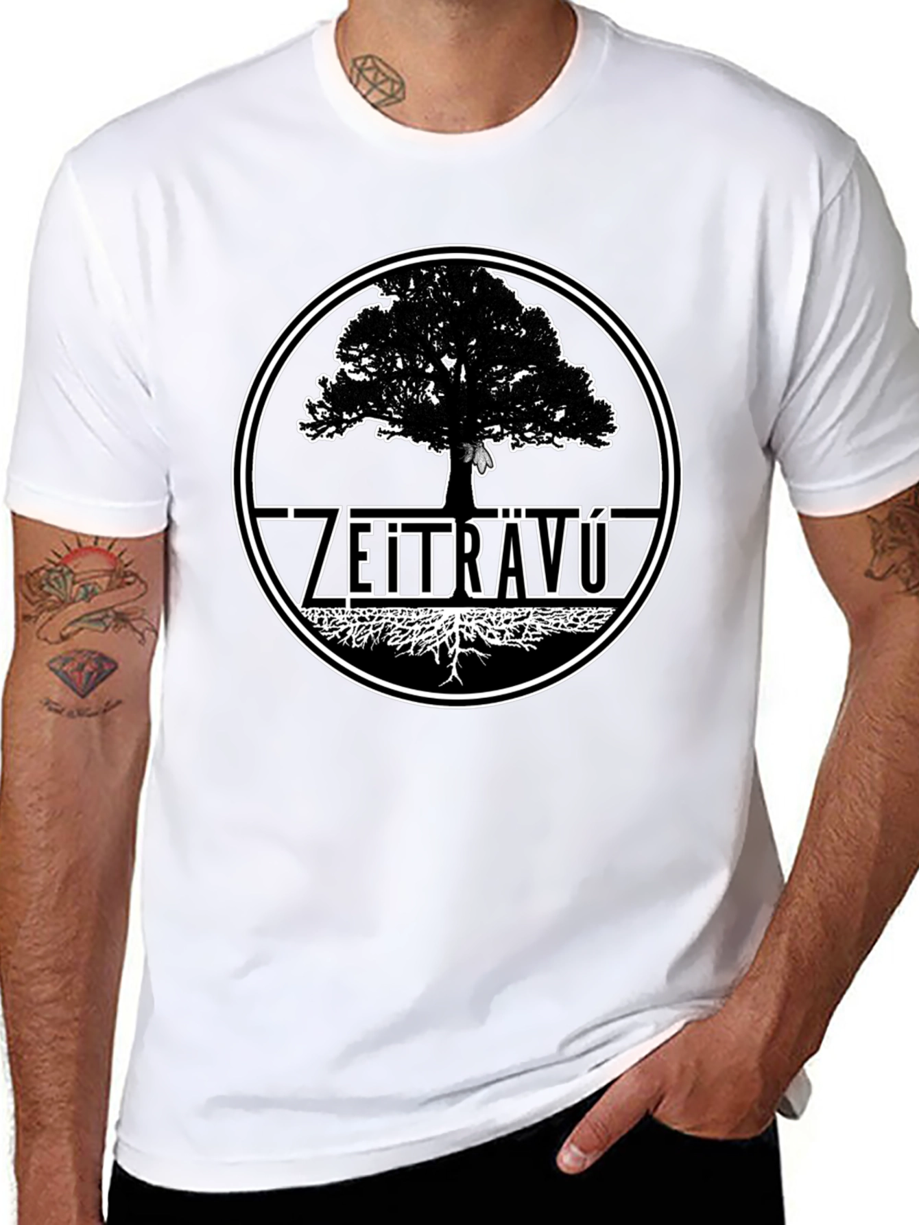 Zeitravu Tree Graphic Black T-Shirt