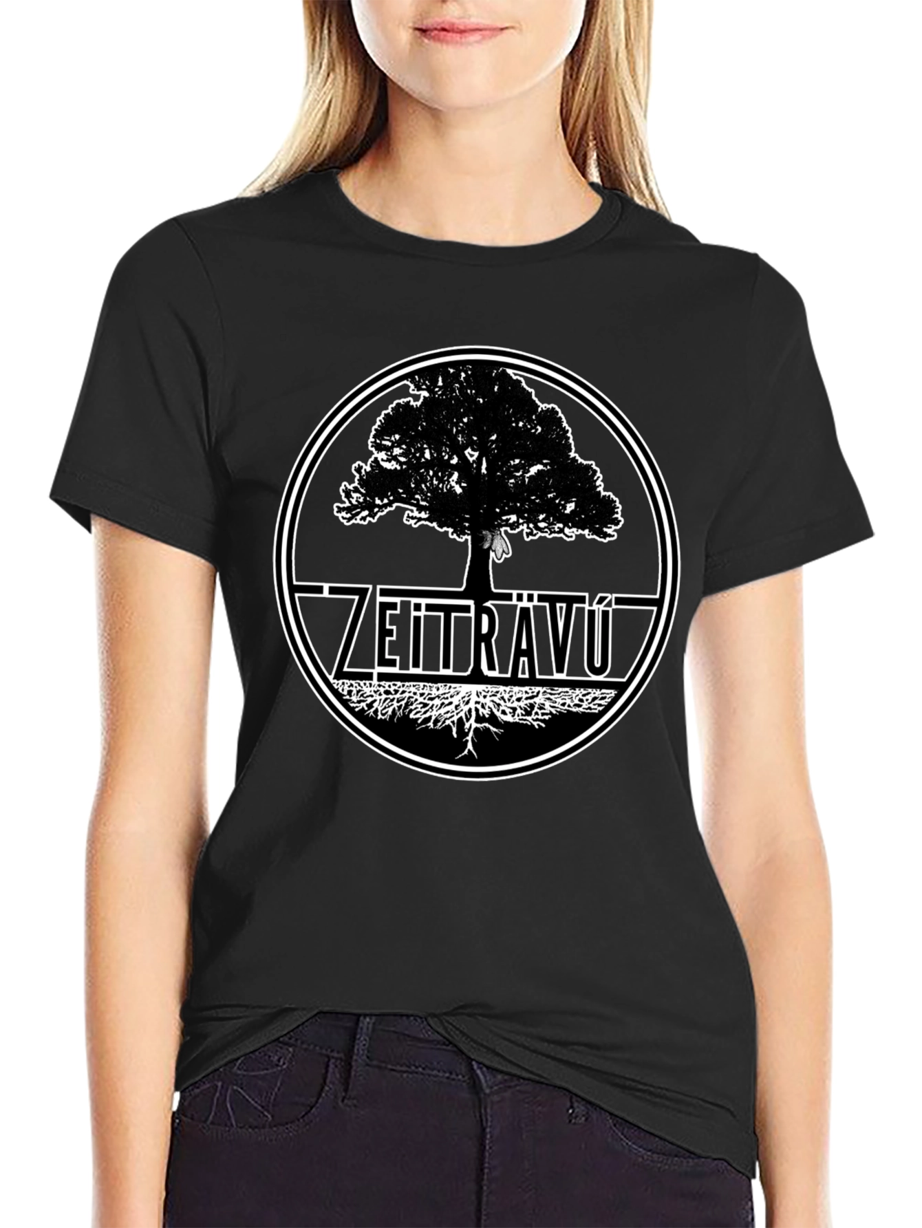 Zeitravu Tree Graphic Black T-Shirt