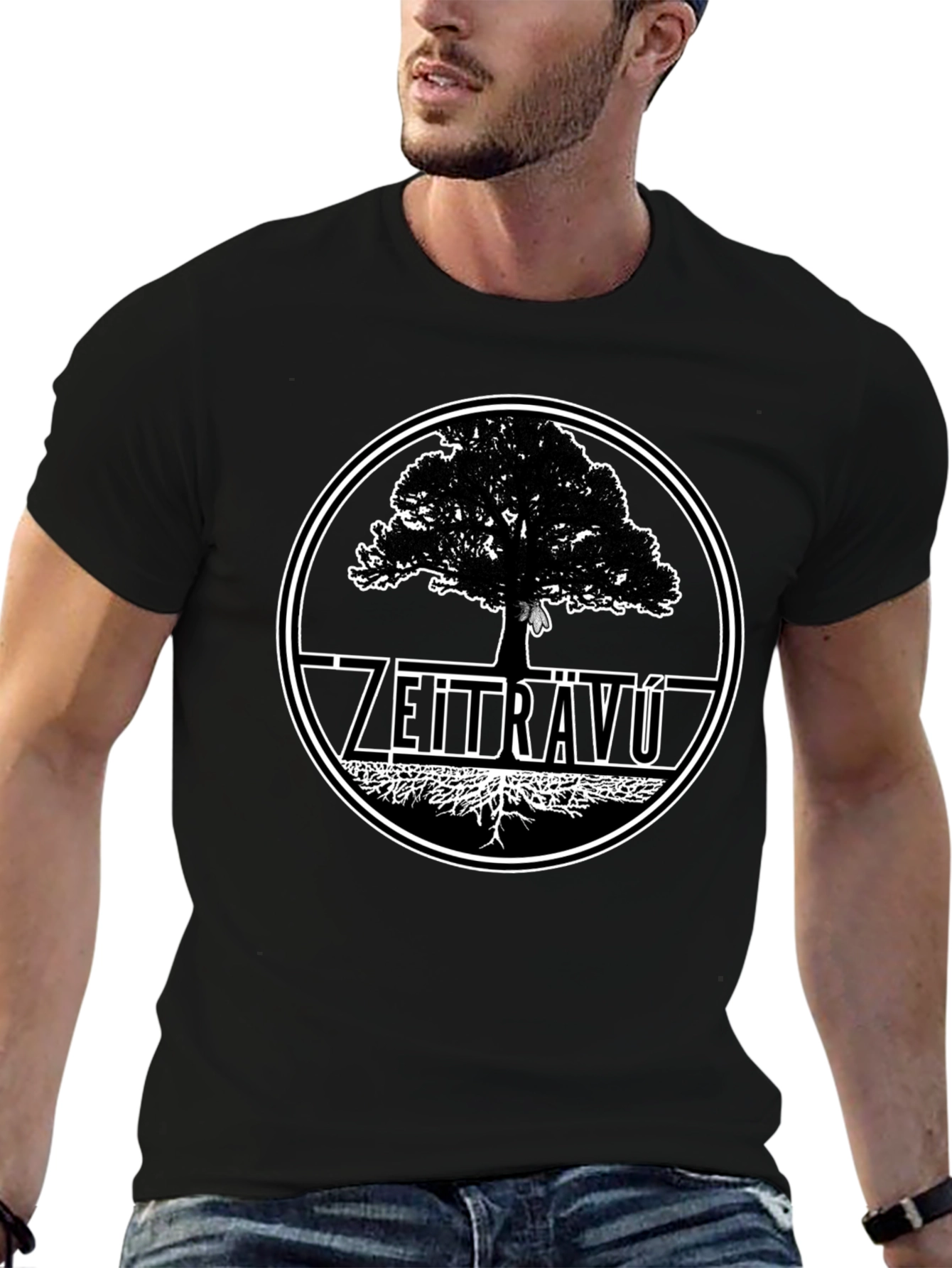 Zeitravu Tree Graphic Black T-Shirt