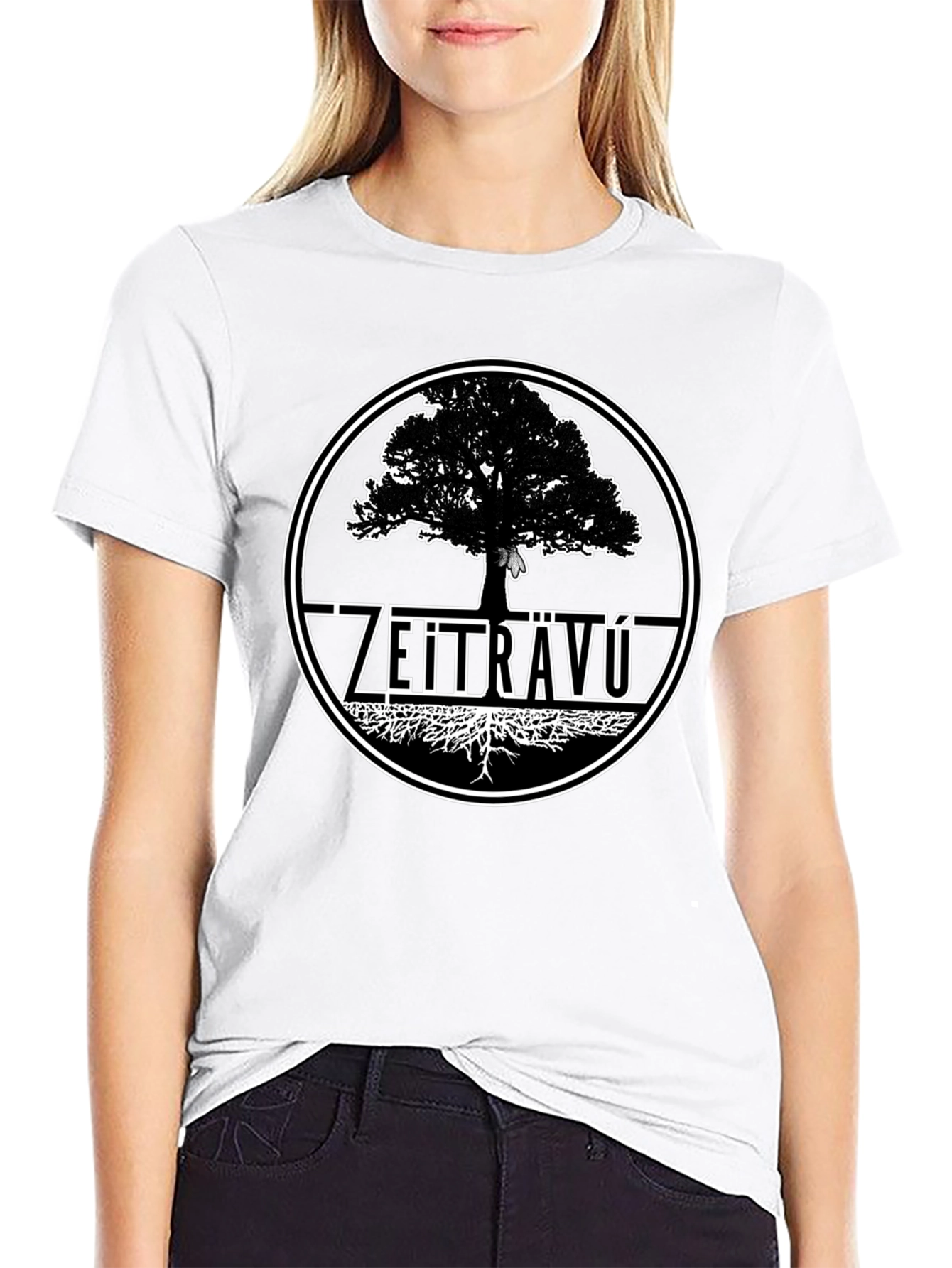 Zeitravu Tree Graphic Black T-Shirt