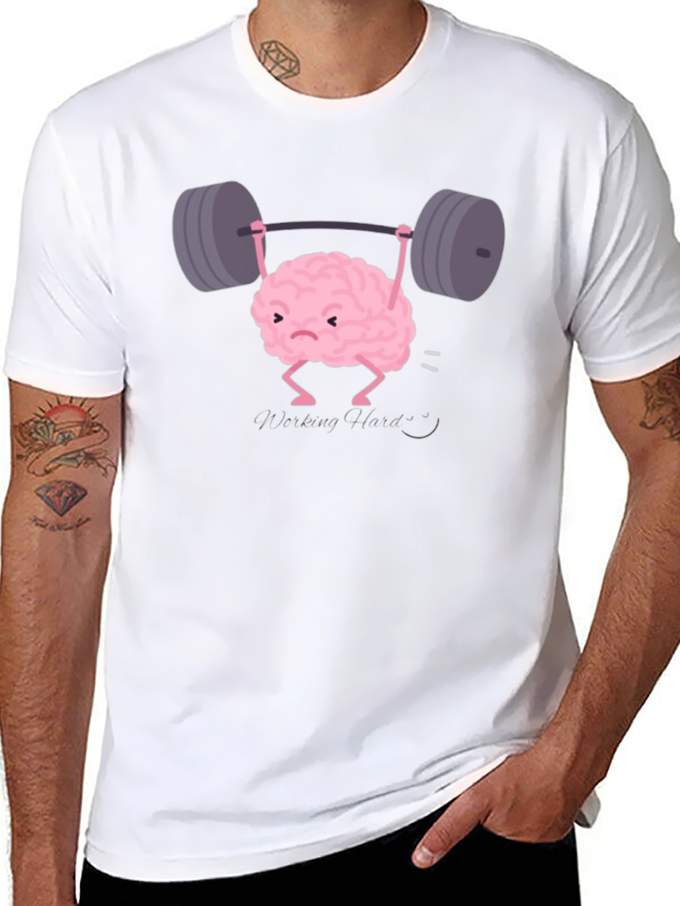 Brain Lifting Weights Funny Black T-Shirt