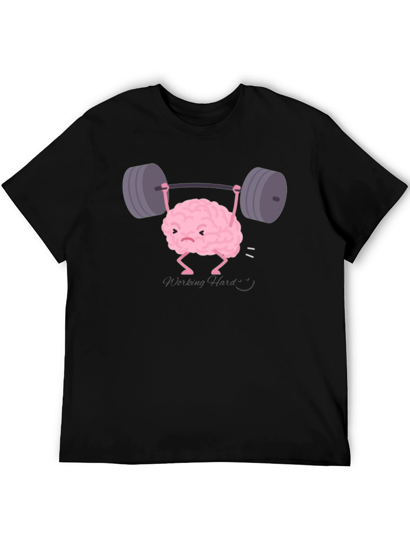 Brain Lifting Weights Funny Black T-Shirt