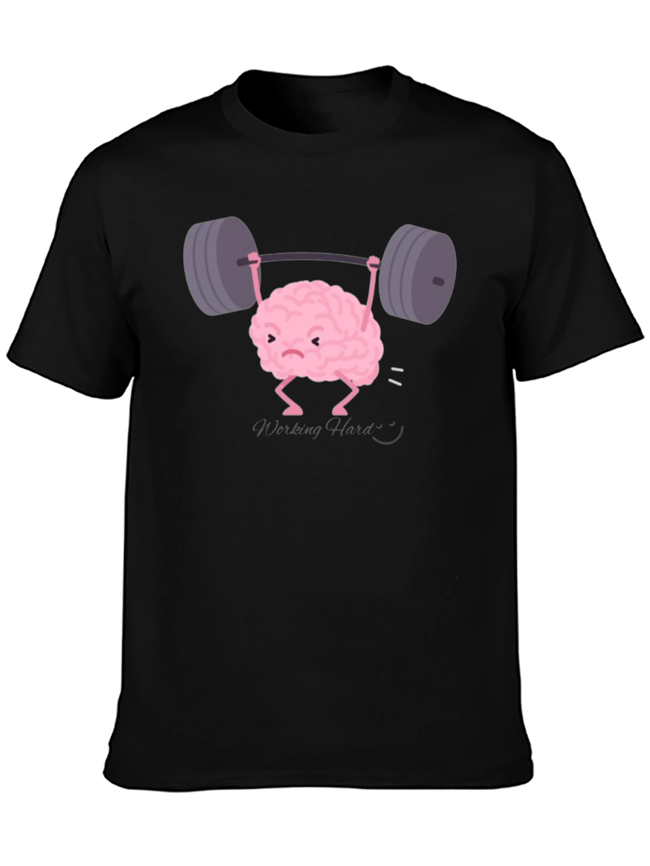 Brain Lifting Weights Funny Black T-Shirt