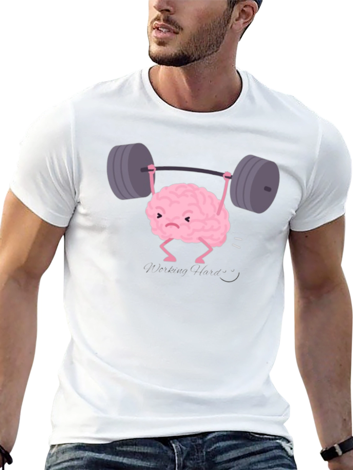 Brain Lifting Weights Funny Black T-Shirt