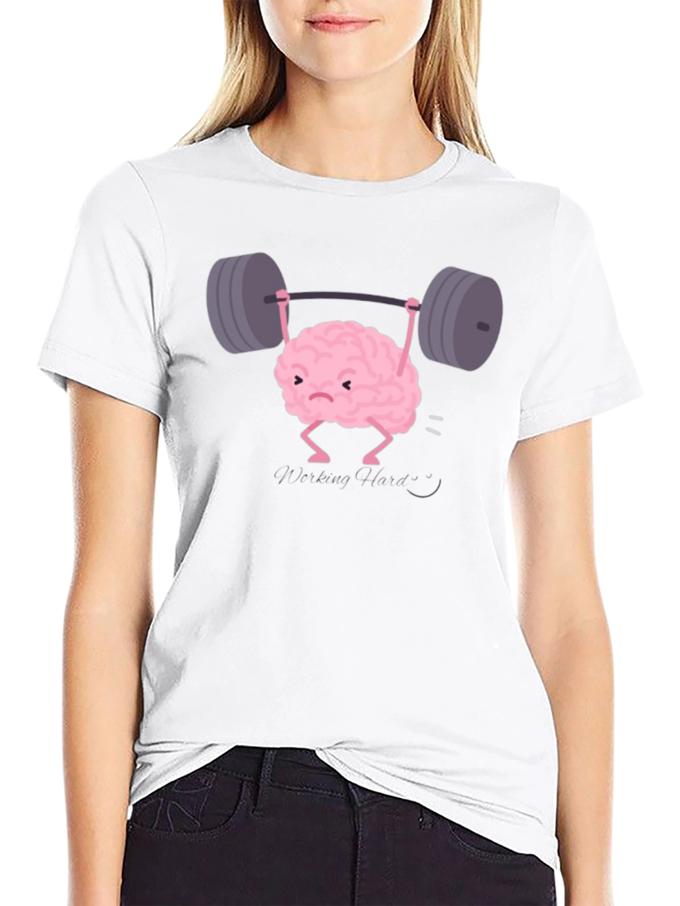 Brain Lifting Weights Funny Black T-Shirt