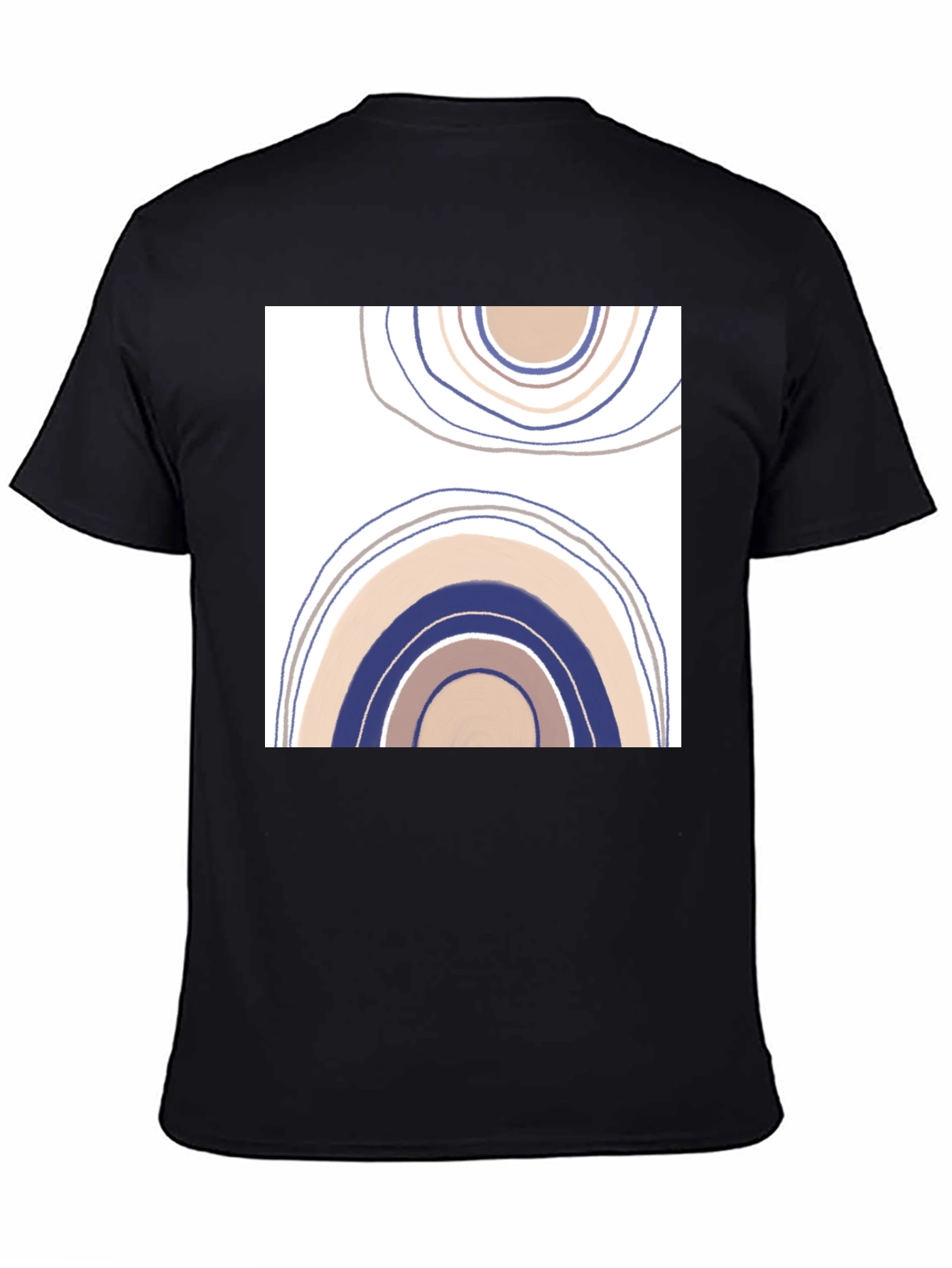 Abstract Rainbow Graphic Tee - Black Cotton Casual Shirt