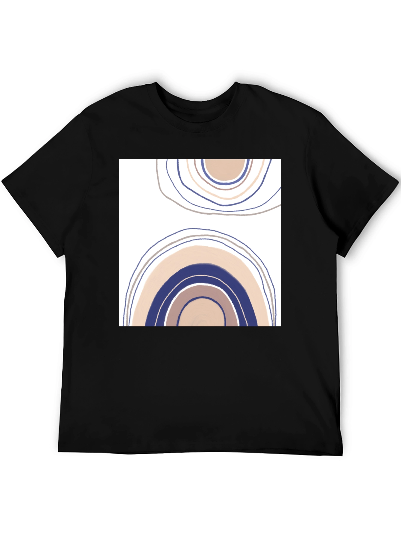 Abstract Rainbow Graphic Tee - Black Cotton Casual Shirt