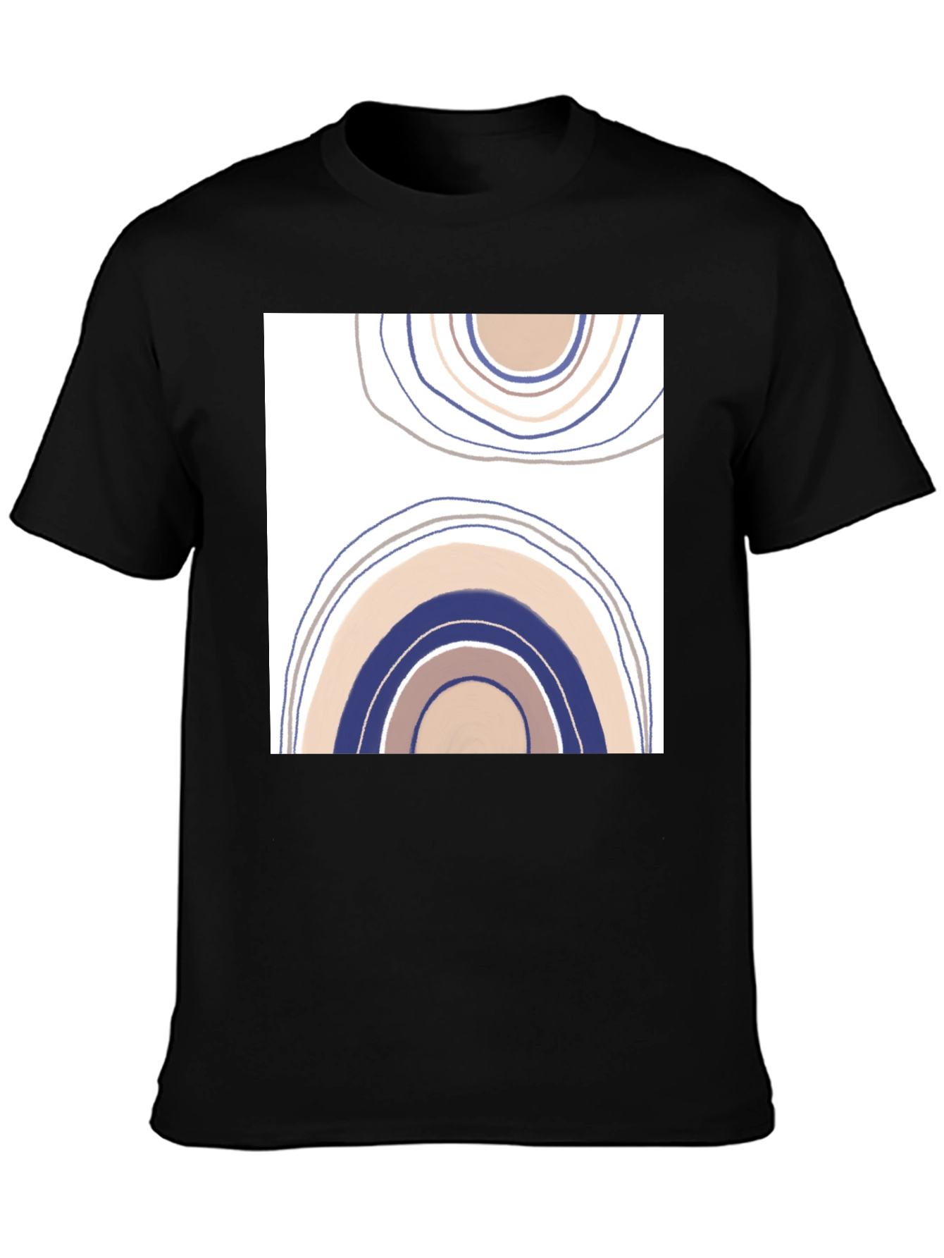Abstract Rainbow Graphic Tee - Black Cotton Casual Shirt