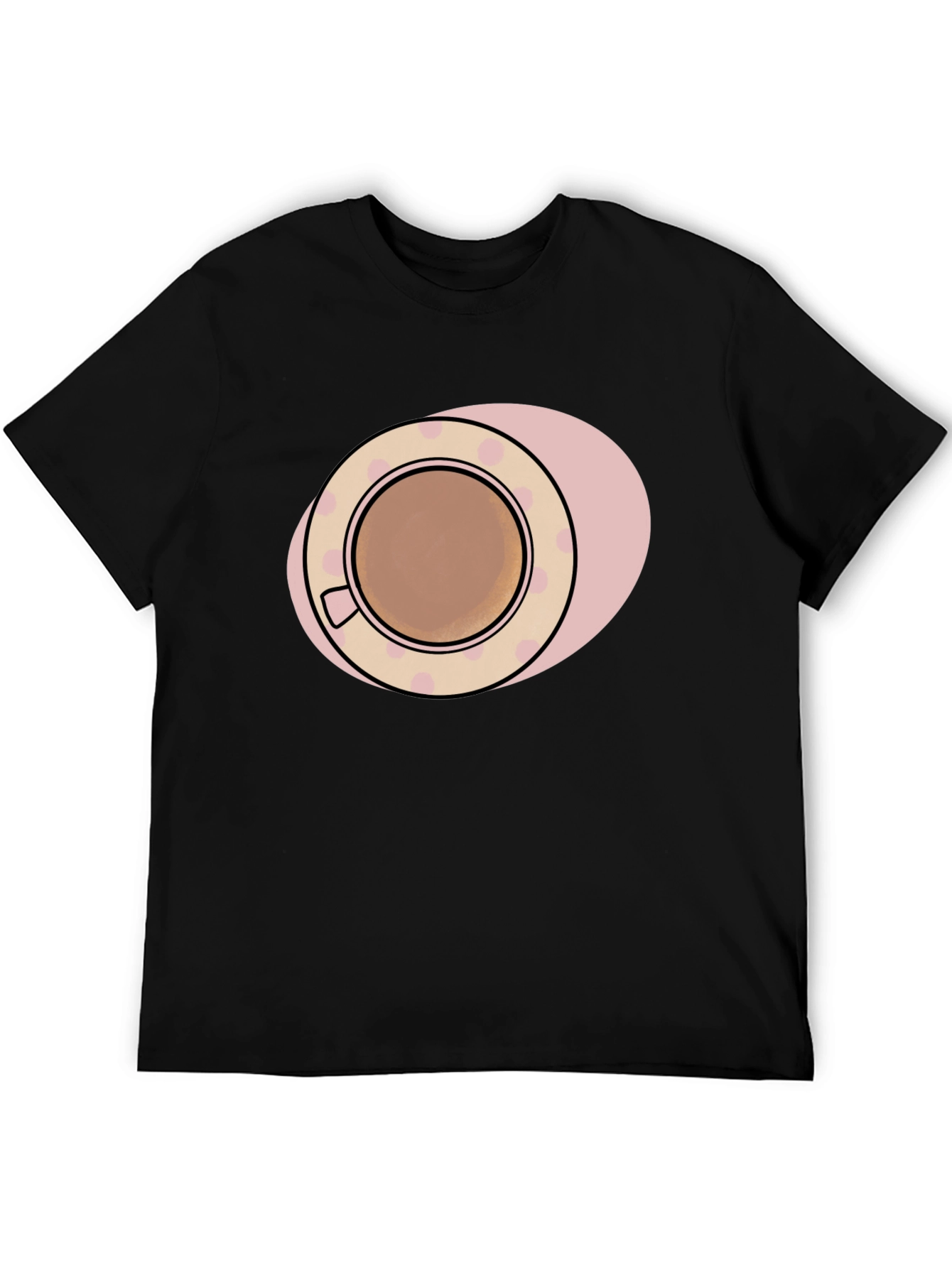 Coffee Cup Graphic Tee - Black Cotton T-Shirt