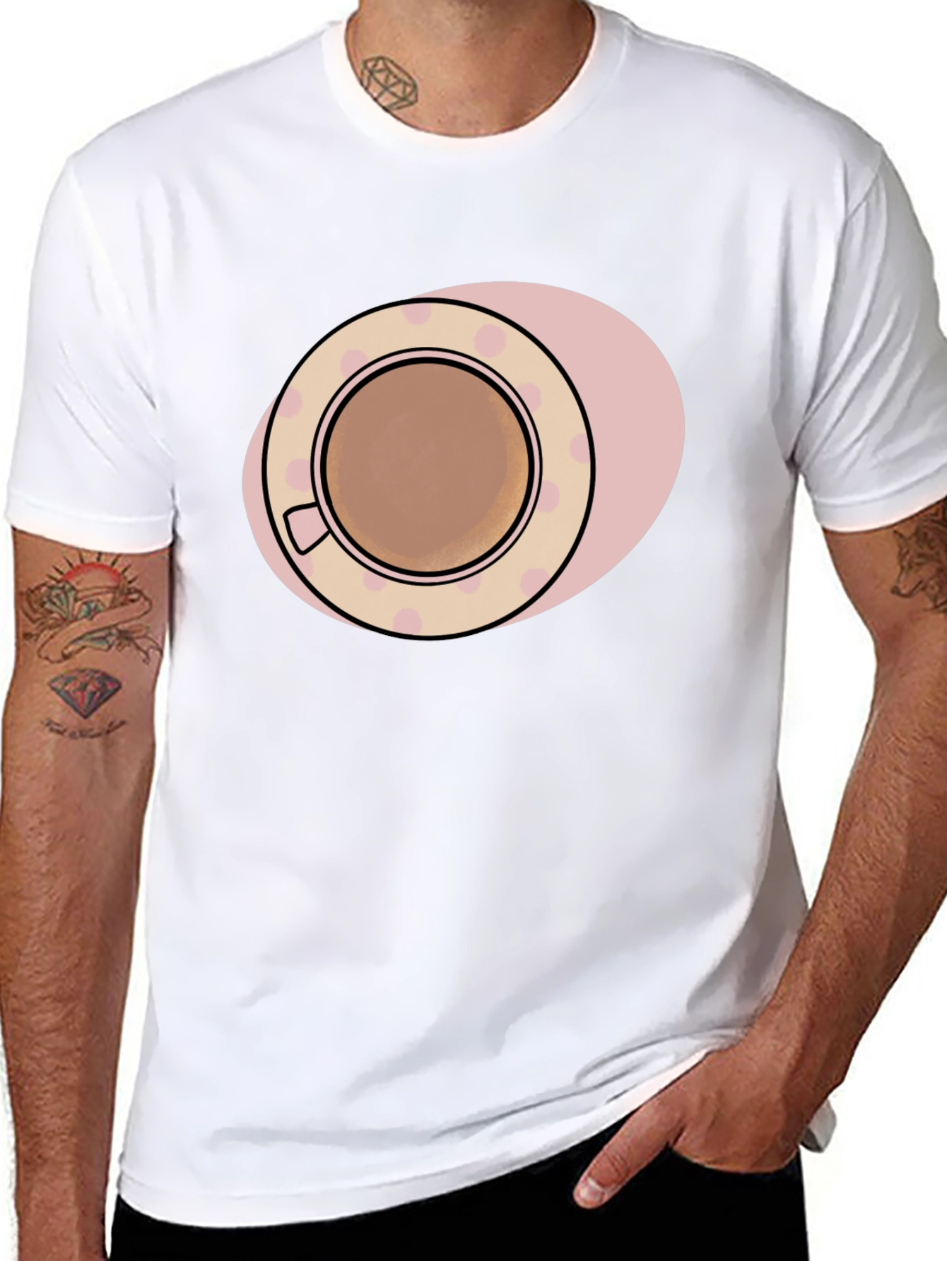 Coffee Cup Graphic Tee - Black Cotton T-Shirt