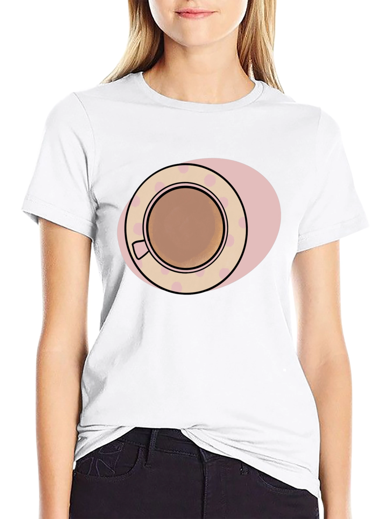 Coffee Cup Graphic Tee - Black Cotton T-Shirt