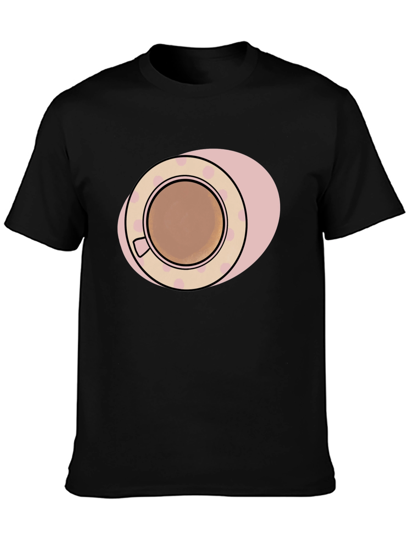 Coffee Cup Graphic Tee - Black Cotton T-Shirt