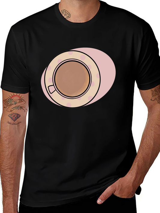 Coffee Cup Graphic Tee - Black Cotton T-Shirt