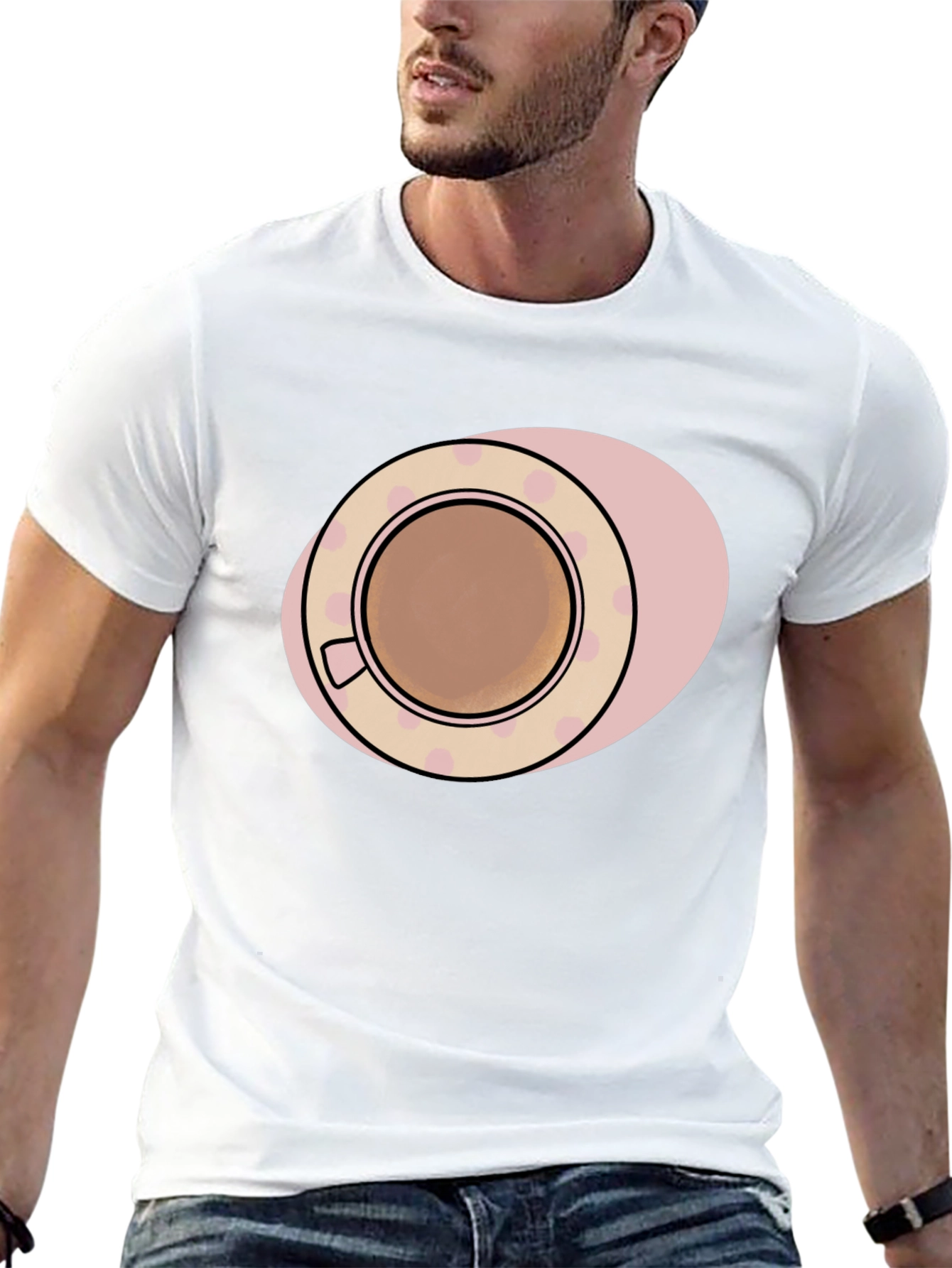 Coffee Cup Graphic Tee - Black Cotton T-Shirt