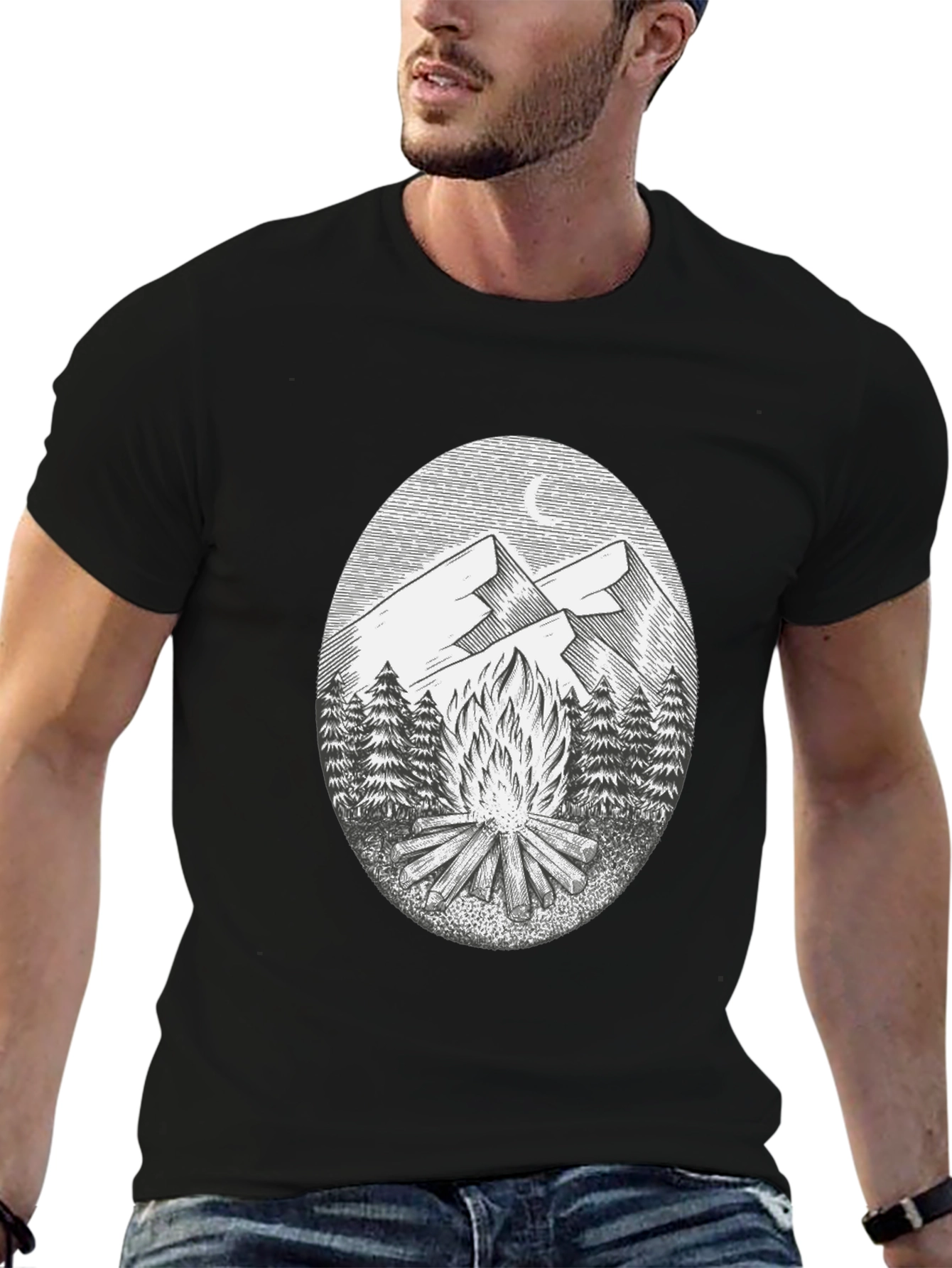 Campfire Mountain Graphic Tee - Black