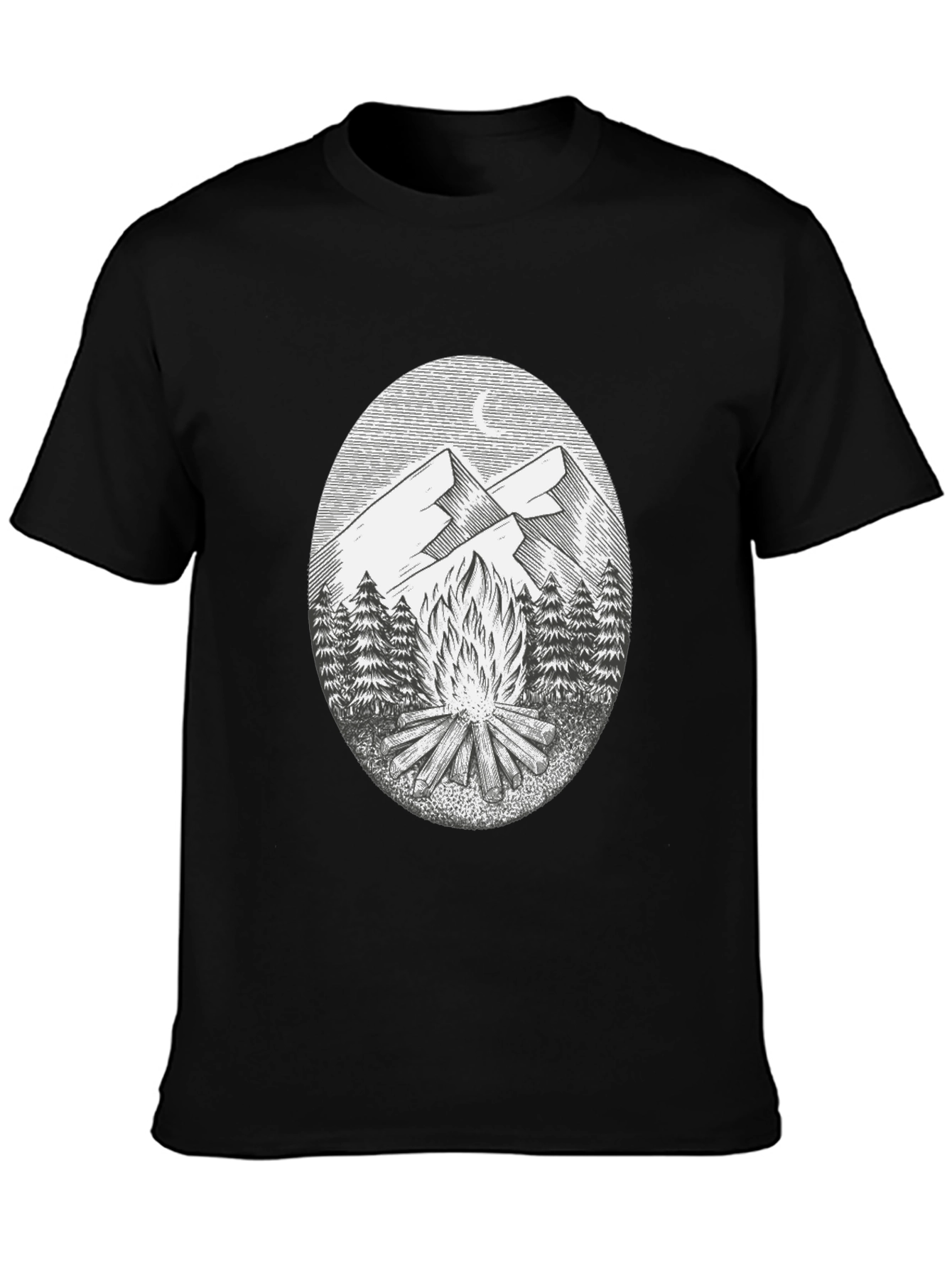 Campfire Mountain Graphic Tee - Black