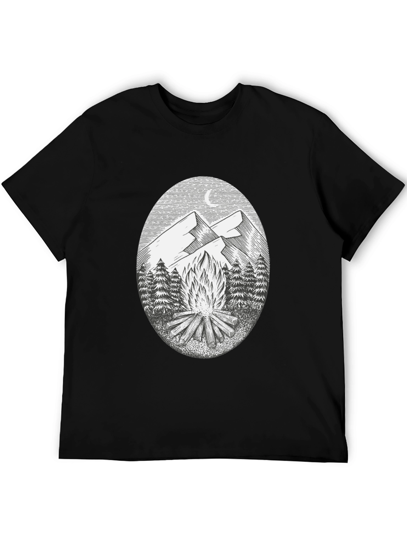 Campfire Mountain Graphic Tee - Black
